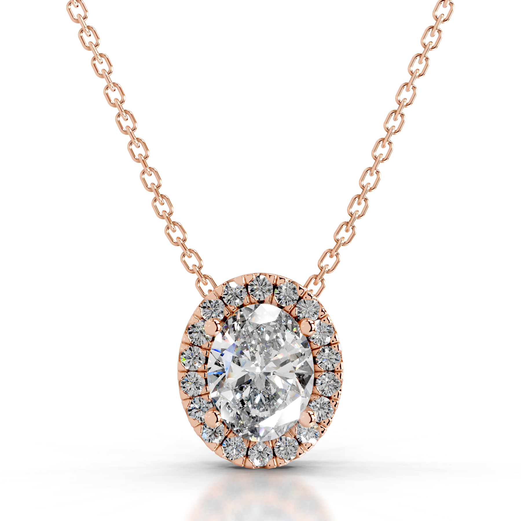 Manon Diamond Halo Pendant (2.25 Carat) -14K Rose Gold