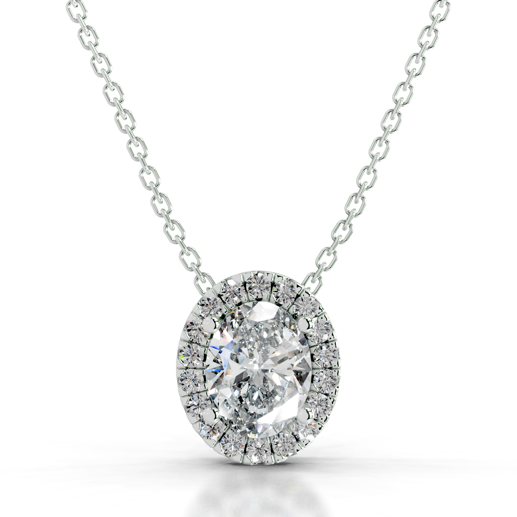 Manon Lab Grown Diamond Halo Pendant   (2.25 Carat) -14K White Gold