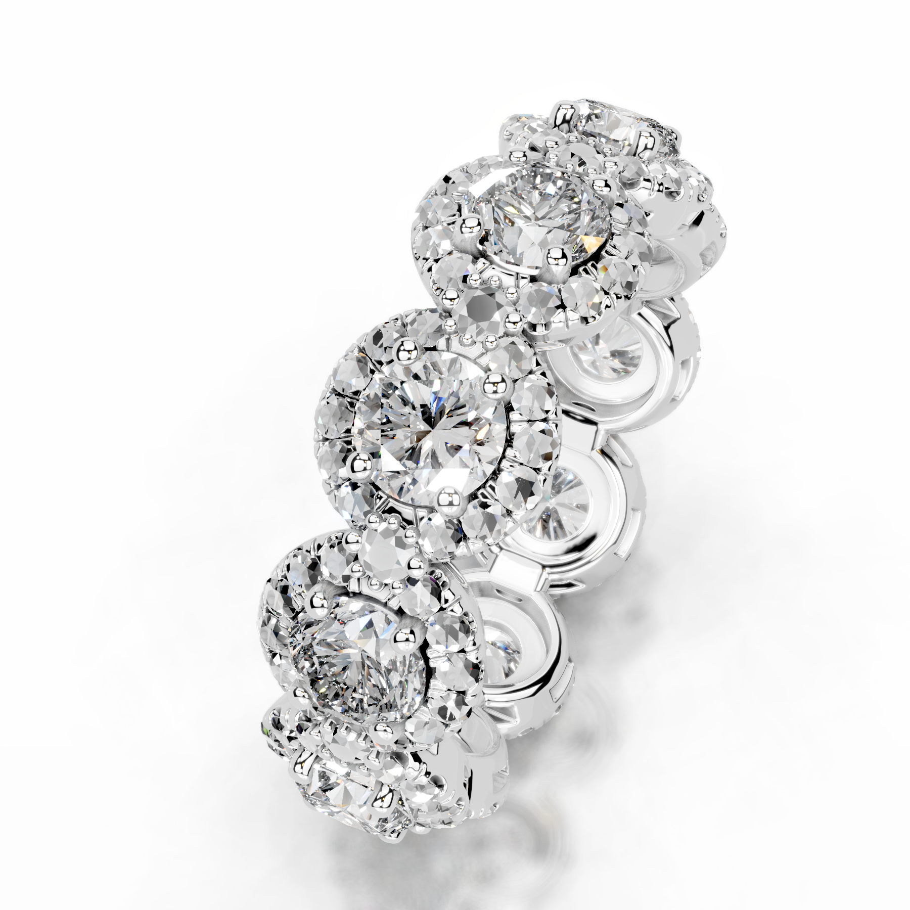 Londyn Diamond Halo Wedding Ring (3.20 Carat) -14K White Gold