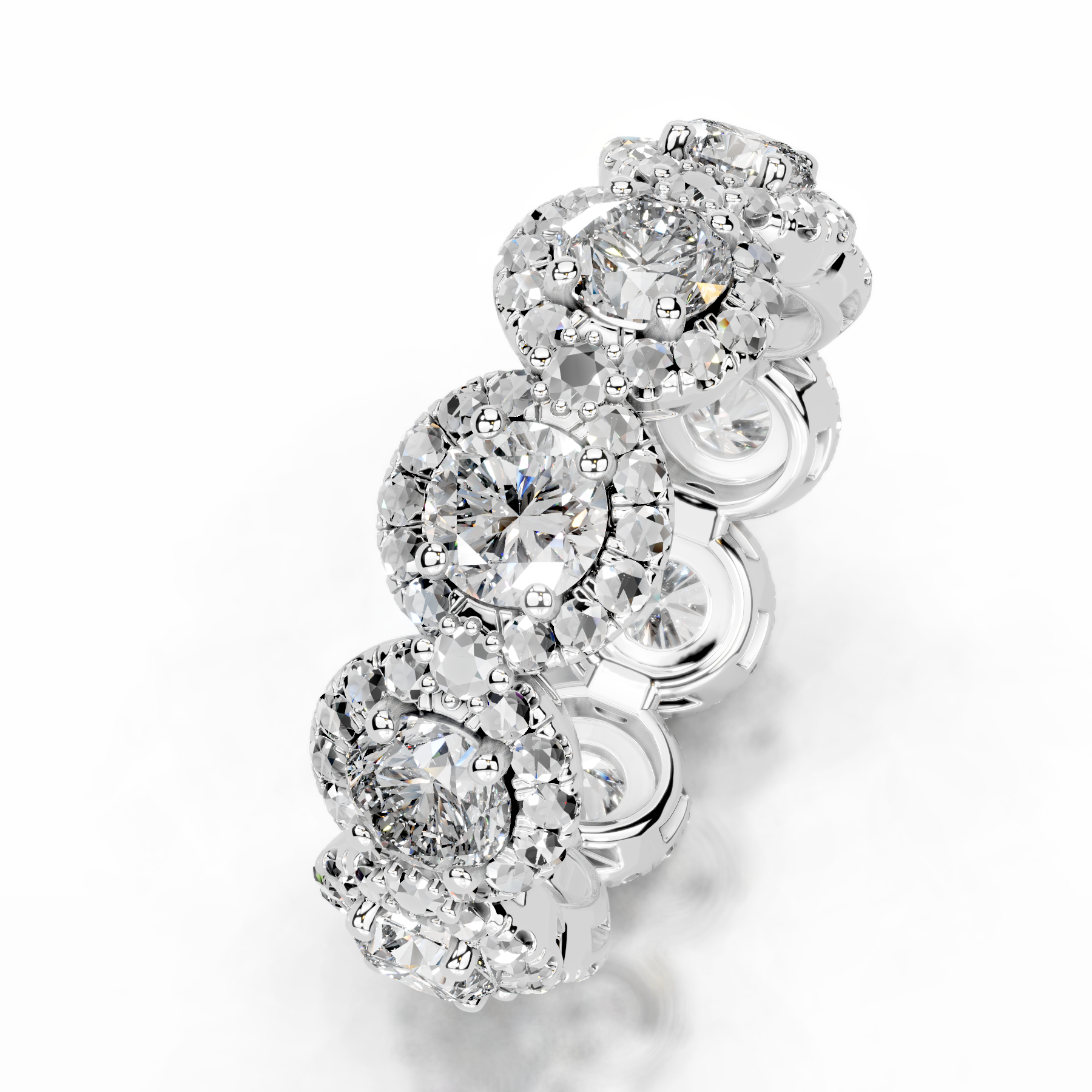 Londyn Diamond Halo Wedding Ring   (3.20 Carat) -14K White Gold