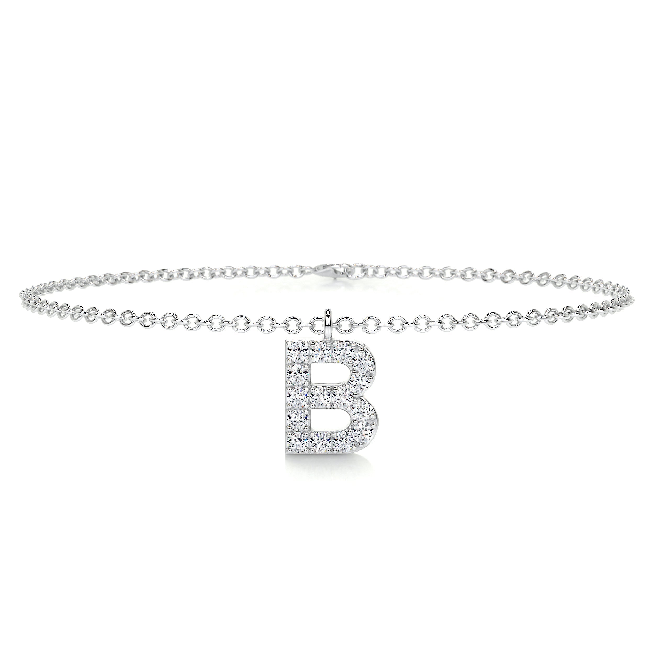 Barbara Letter Diamonds Bracelet (0.15 Carat) -14K White Gold (RTS)