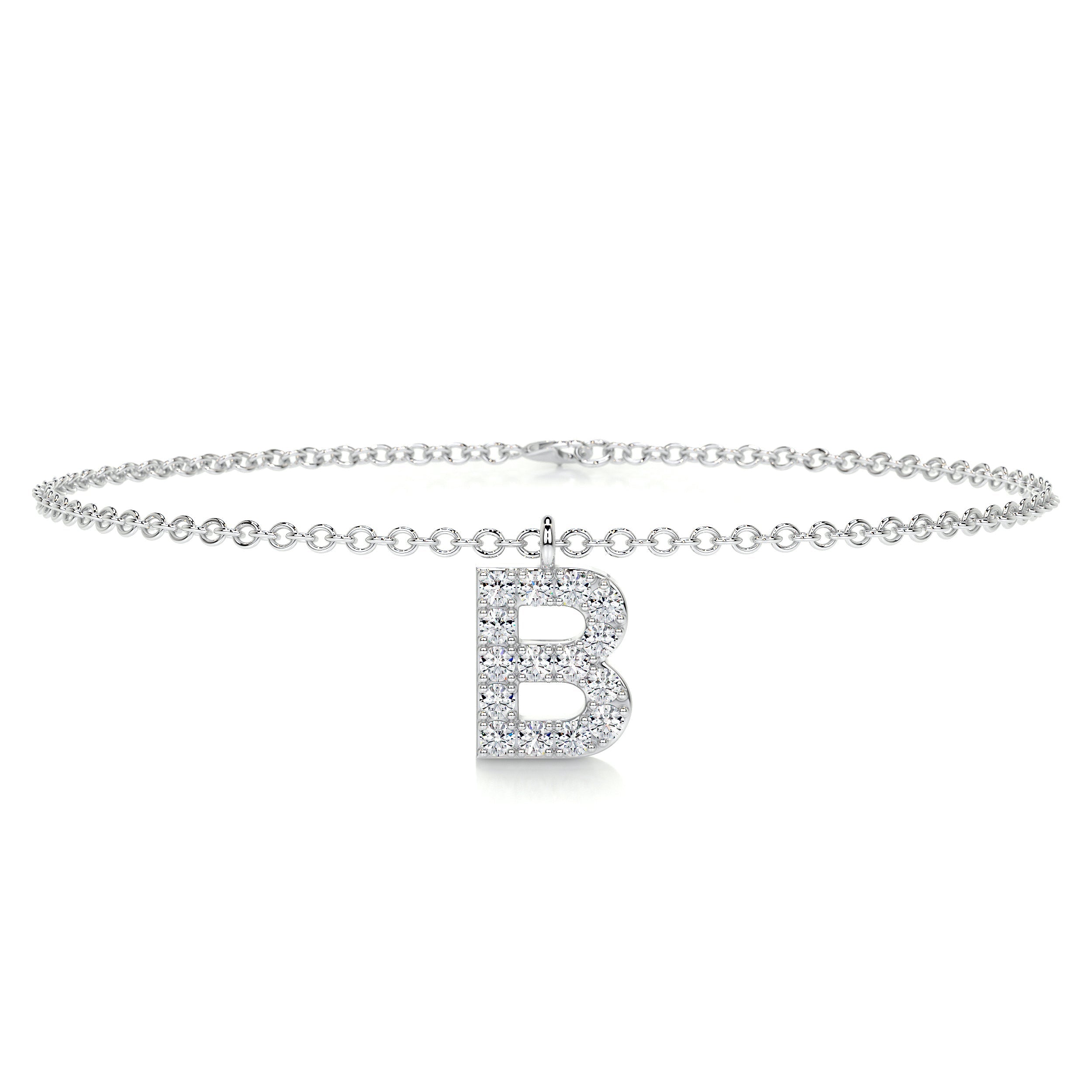 Barbara Letter Diamonds Bracelet   (0.15 Carat) -14K White Gold (RTS)