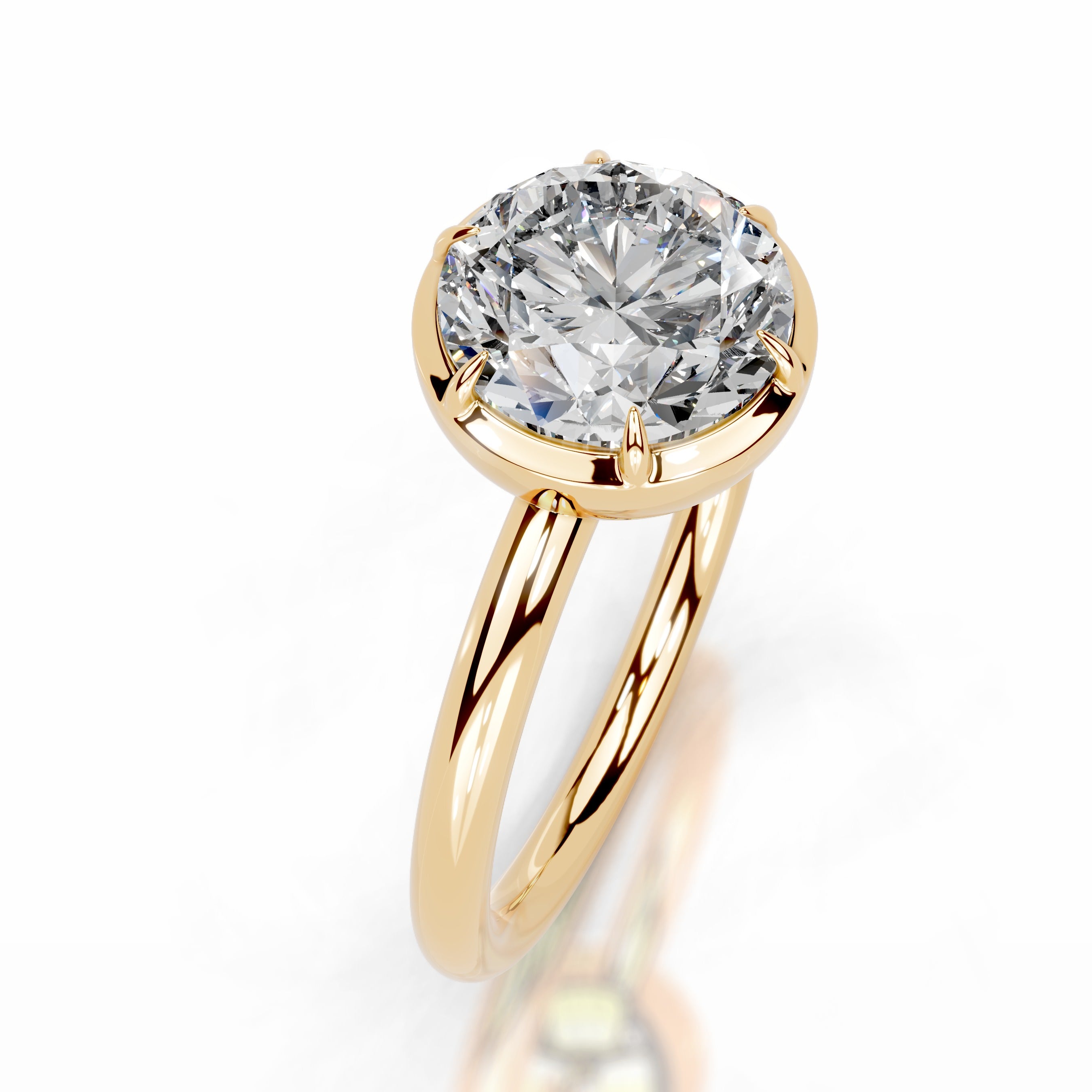 Narcisa Round Lab Grown Diamond Ring - 18K Yellow Gold