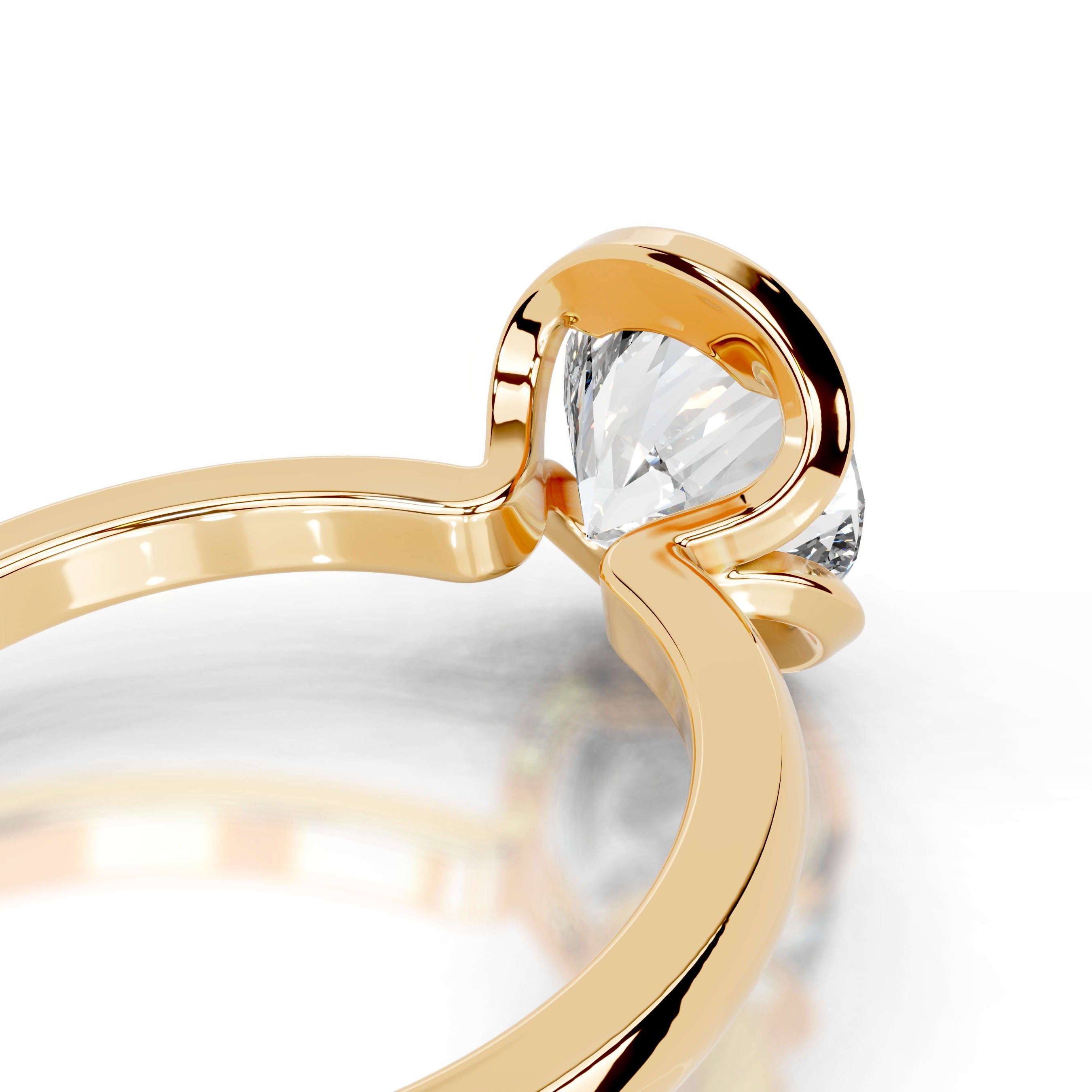 Thor Lab Grown Diamond Ring Round - 18K Yellow Gold