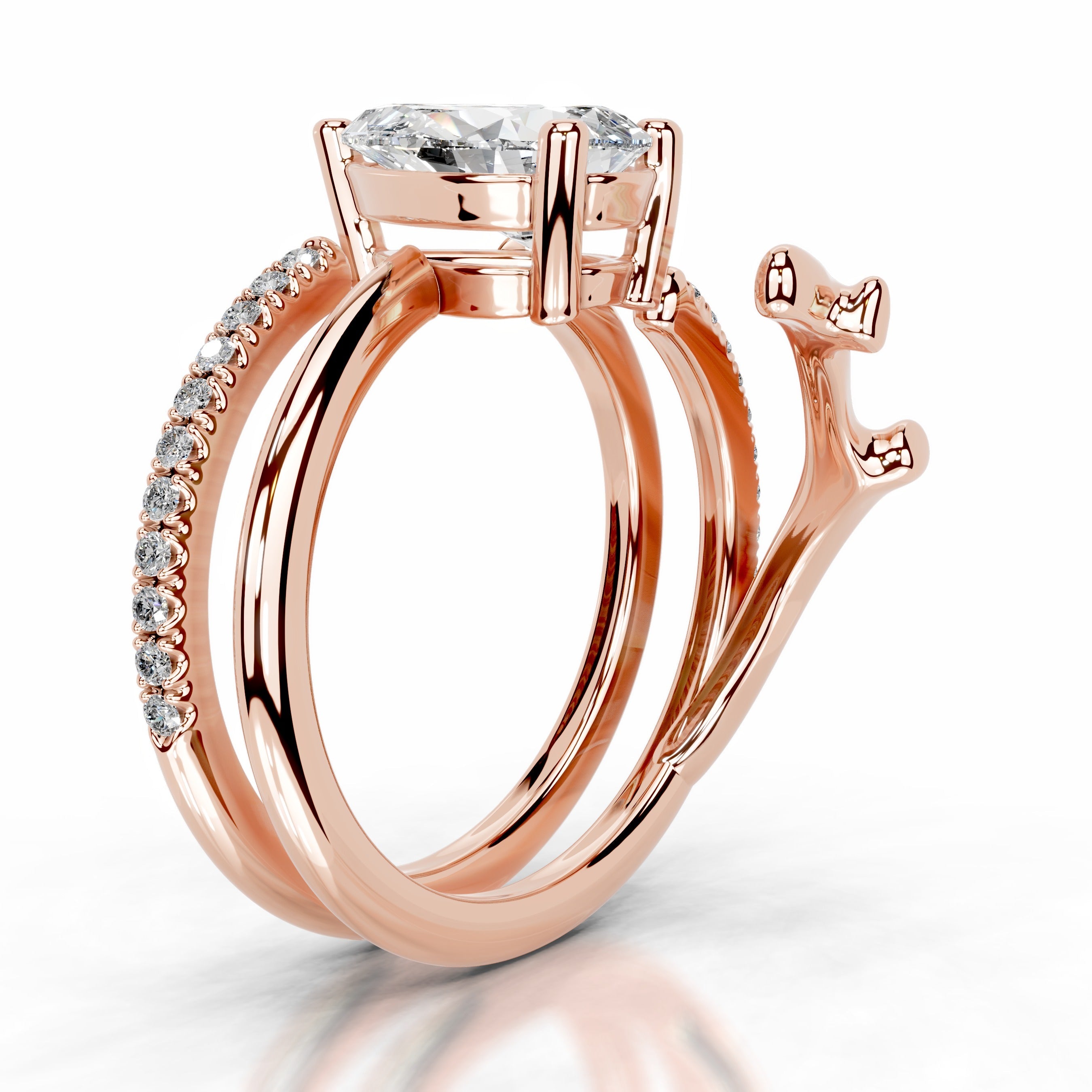 Branching Elegance Lab Grown Diamond Ring - 14K Rose Gold (RTS)