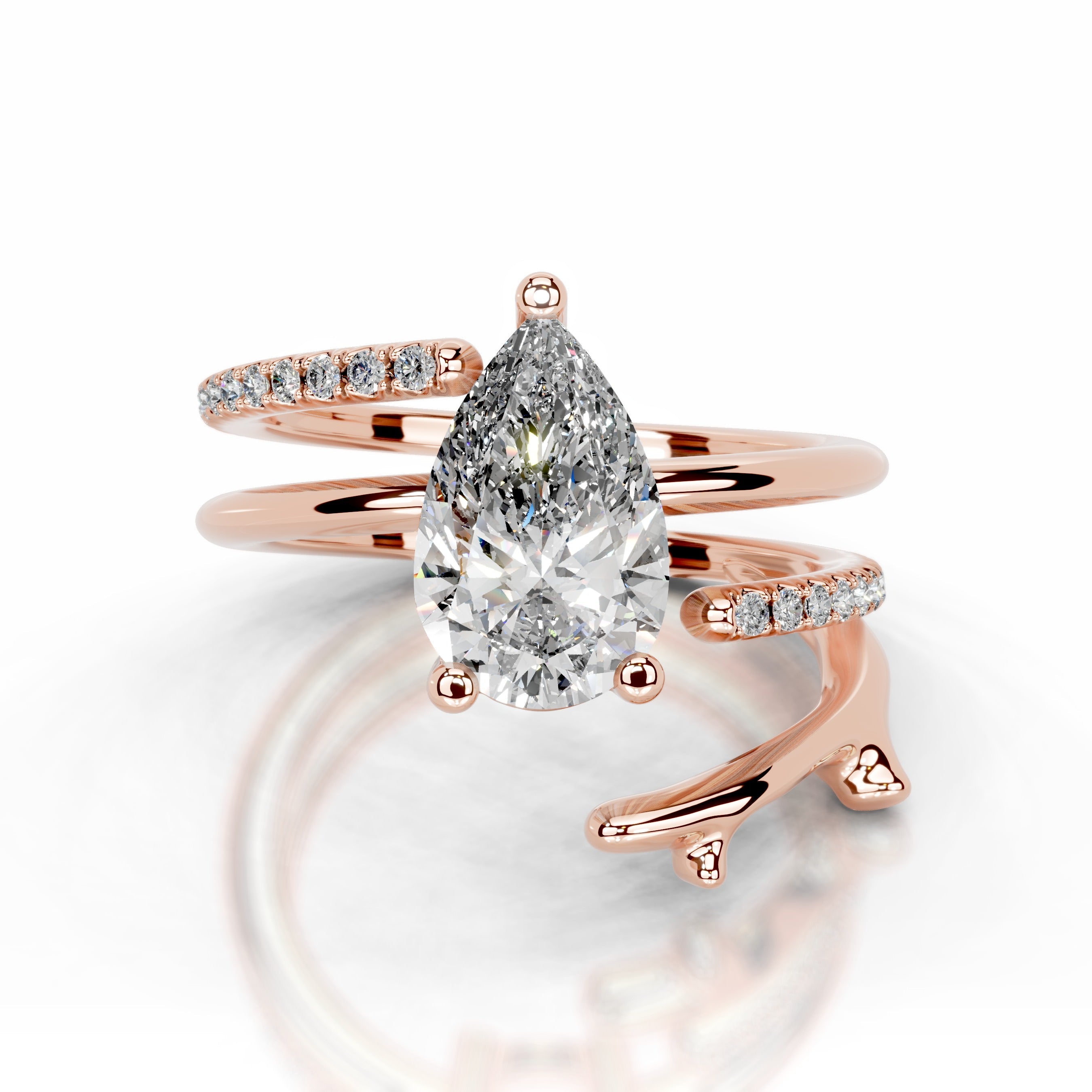 Branching Elegance Lab Grown Diamond Ring - 14K Rose Gold (RTS)