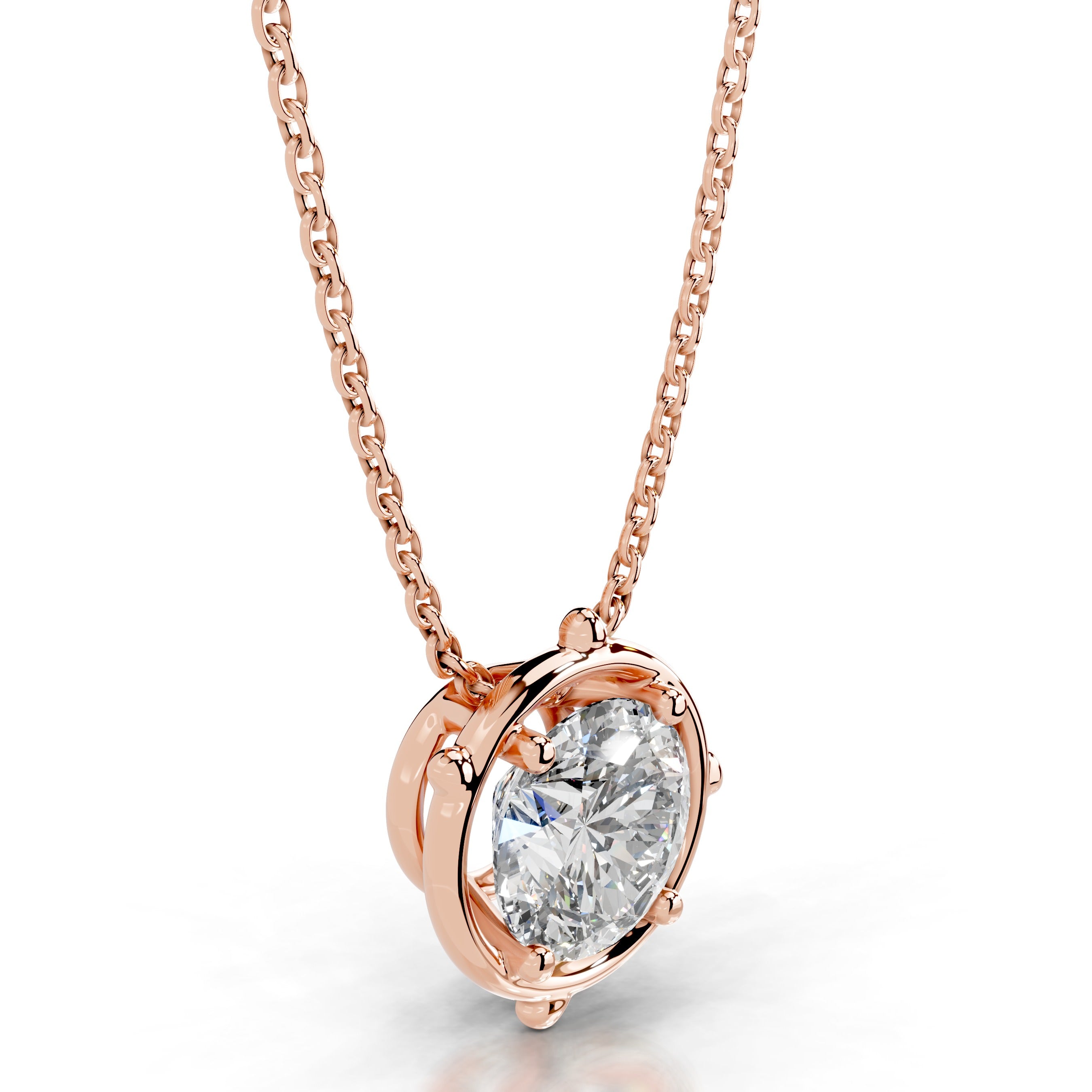 Rooted in Love Round Lab Grown Diamond Necklace - 14K Rose Gold