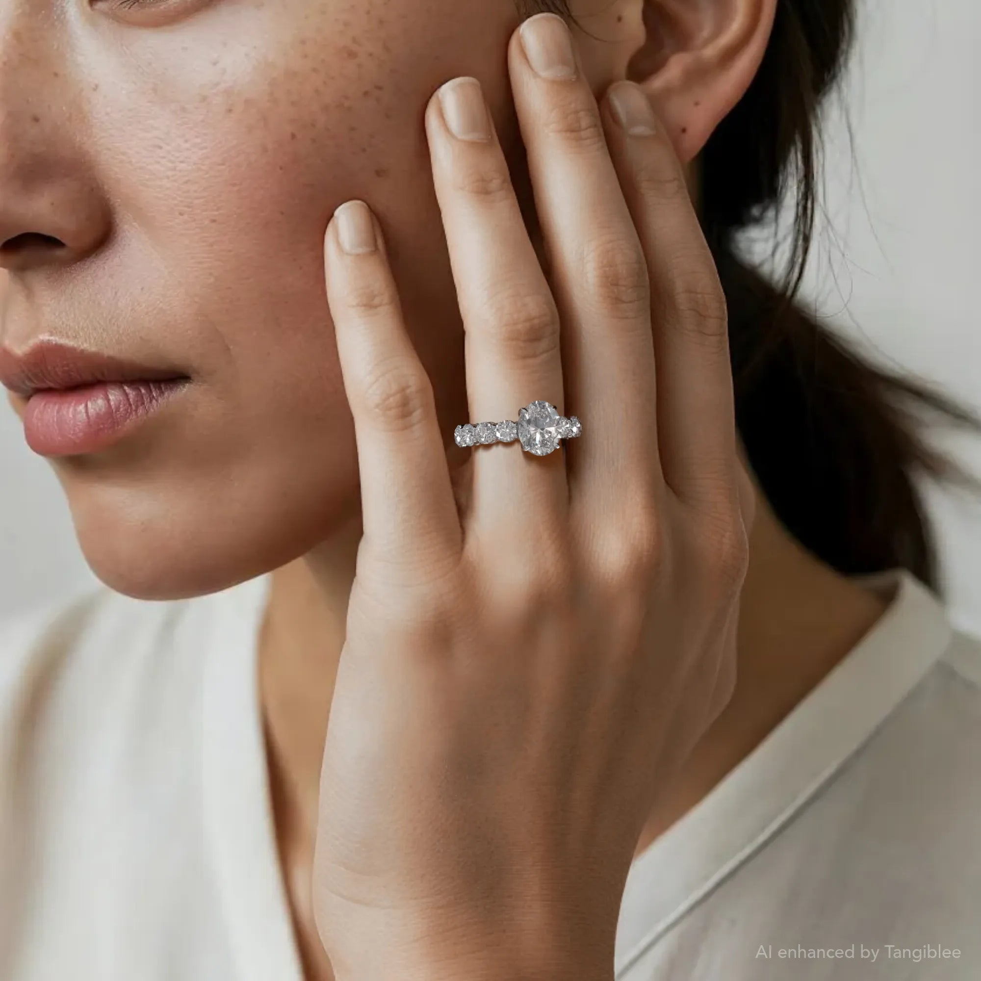 Odin Lab Grown Diamond Ring (4 Carat) Oval - 14K White Gold (RTS)