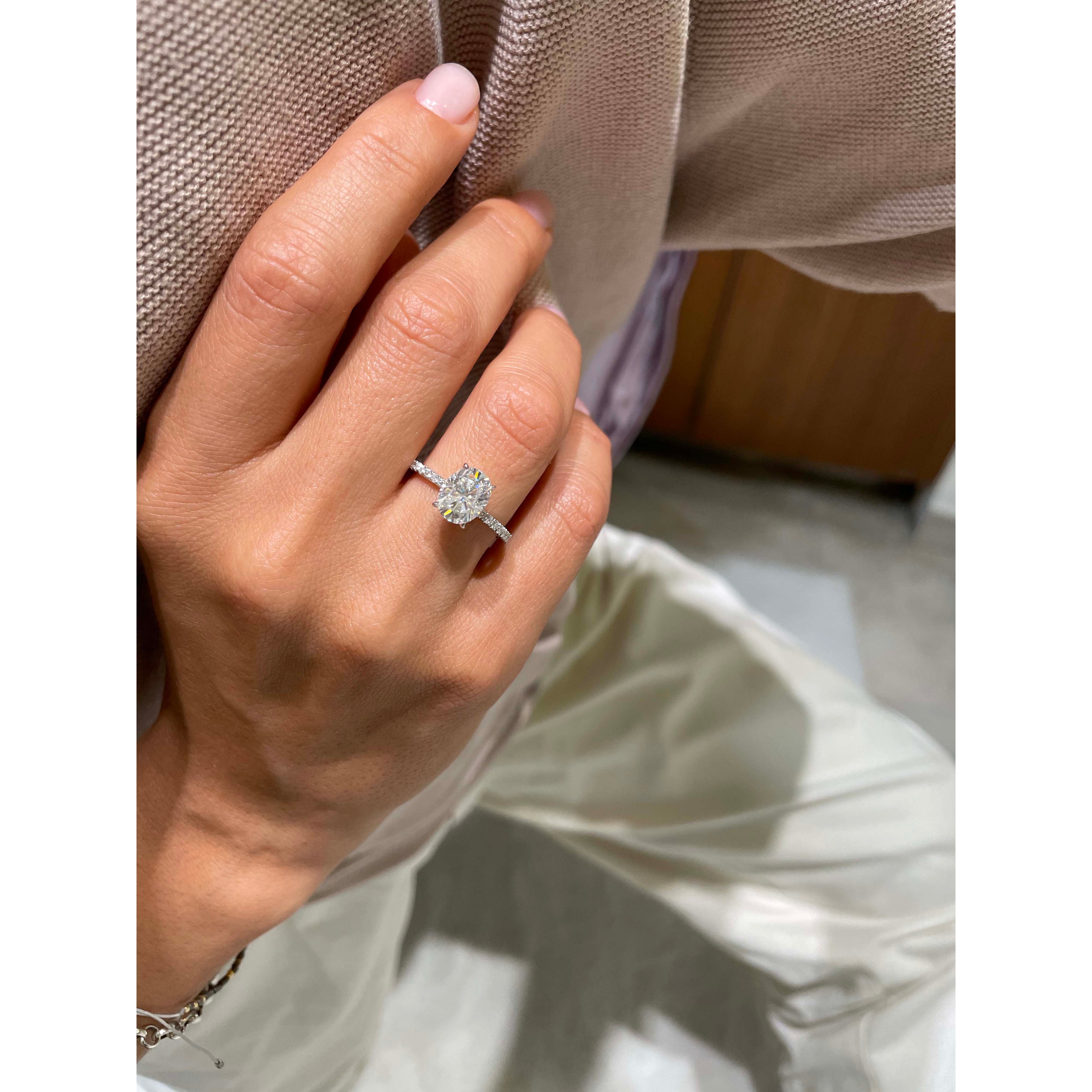 Lucy Moissanite & Diamond Ring -18K White Gold (RTS)