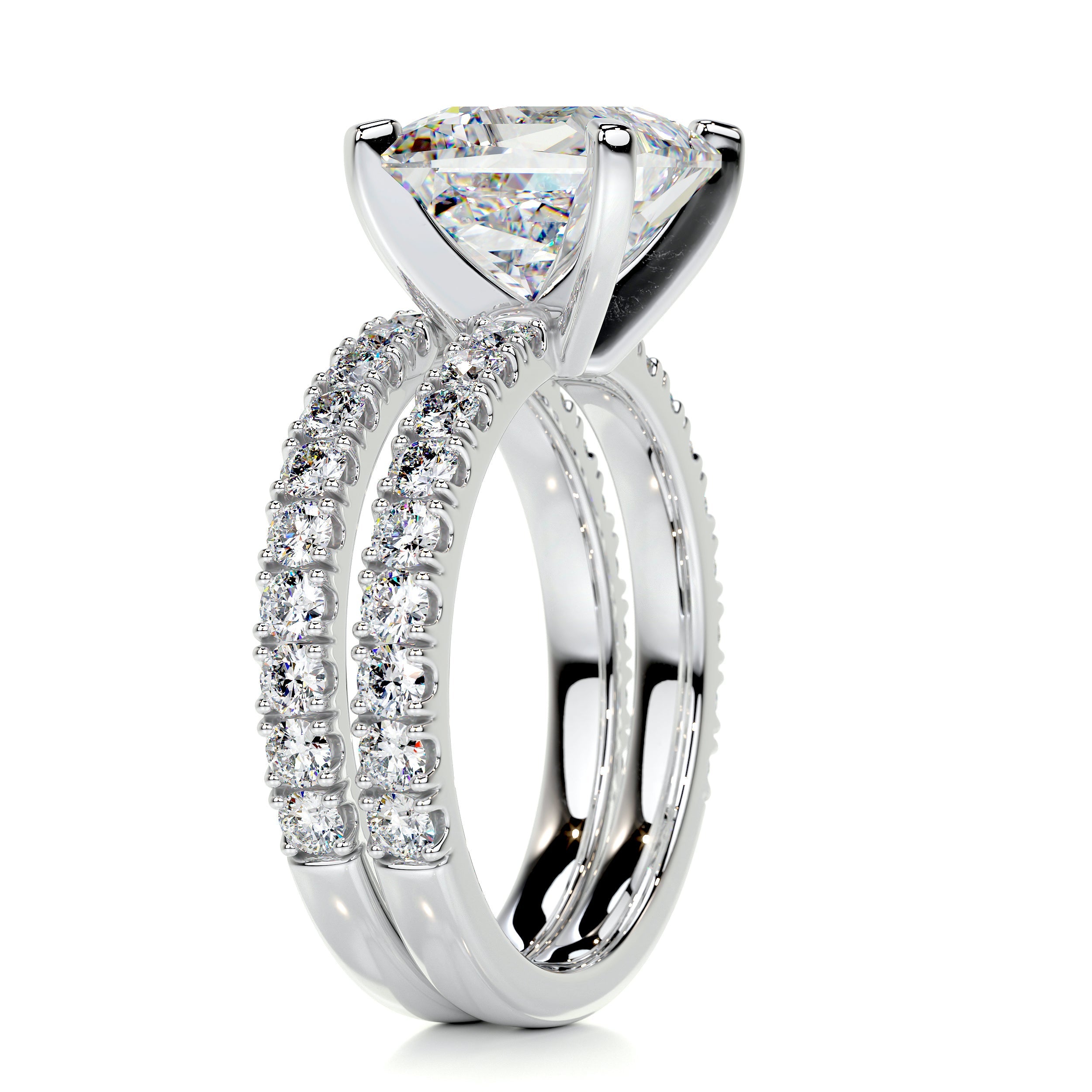Blair Moissanite & Diamonds Bridal Set -14K White Gold (RTS)