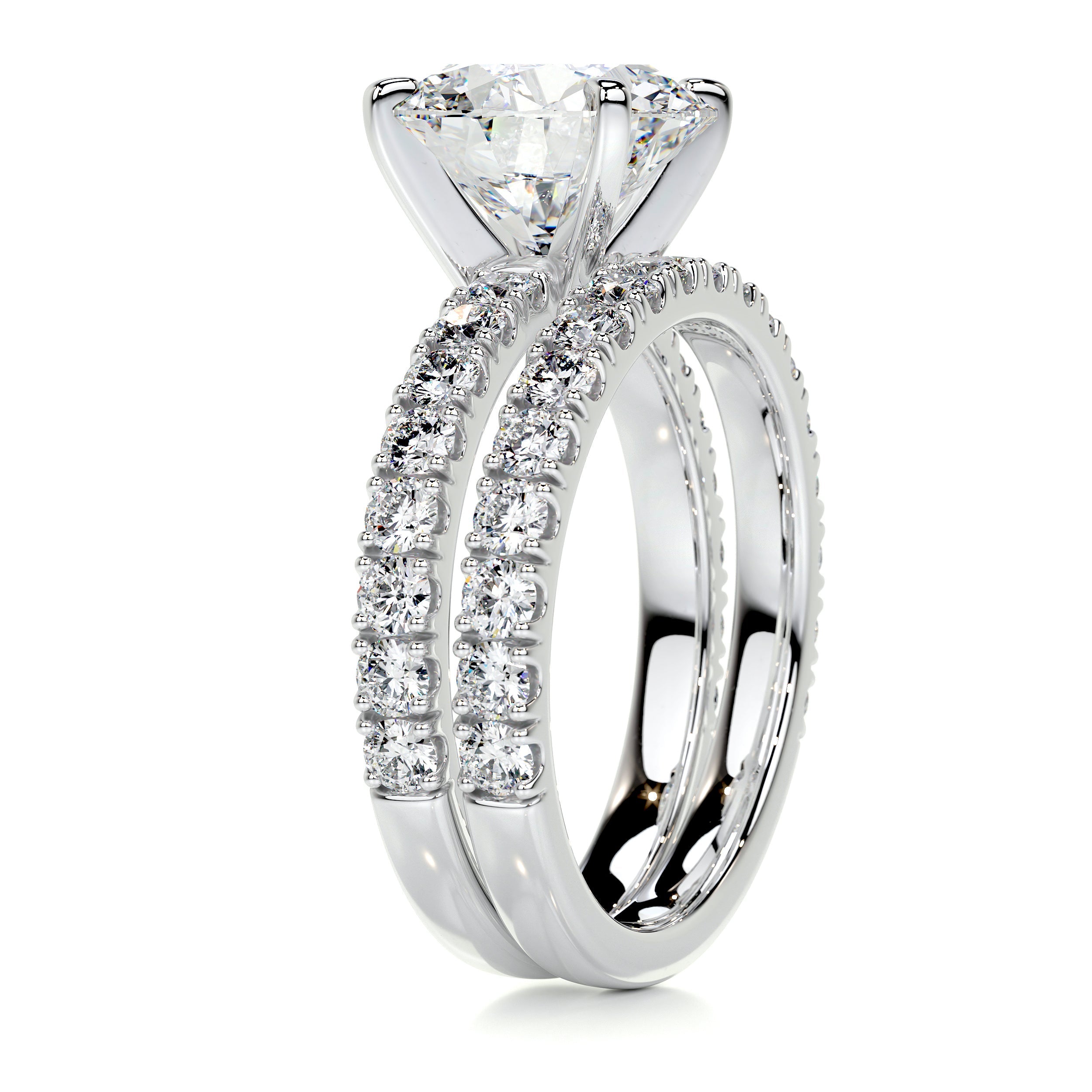 Alison Moissanite & Diamonds Bridal Set -14K White Gold (RTS)