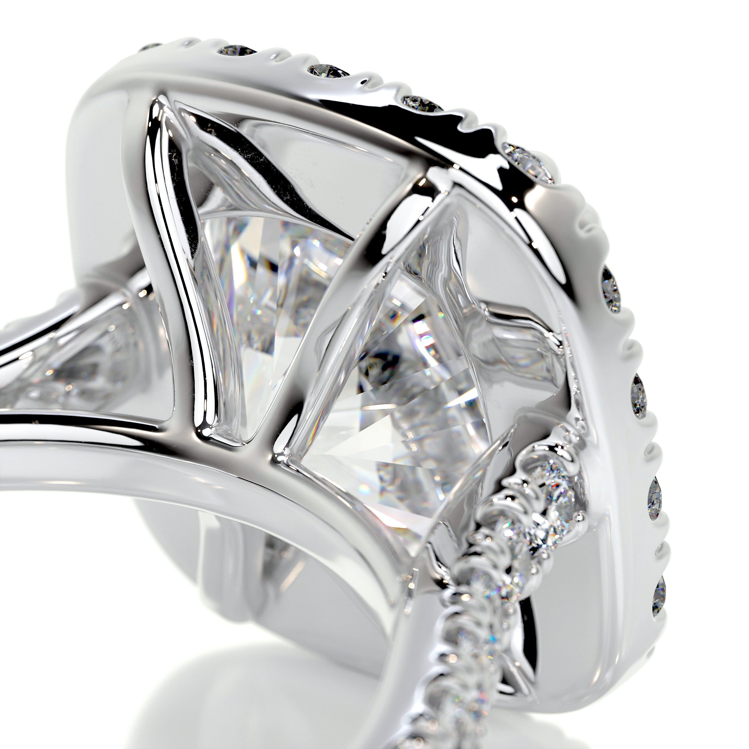 Jacqueline Moissanite & Diamonds Ring   (5.2 Carat) -14K White Gold (RTS)