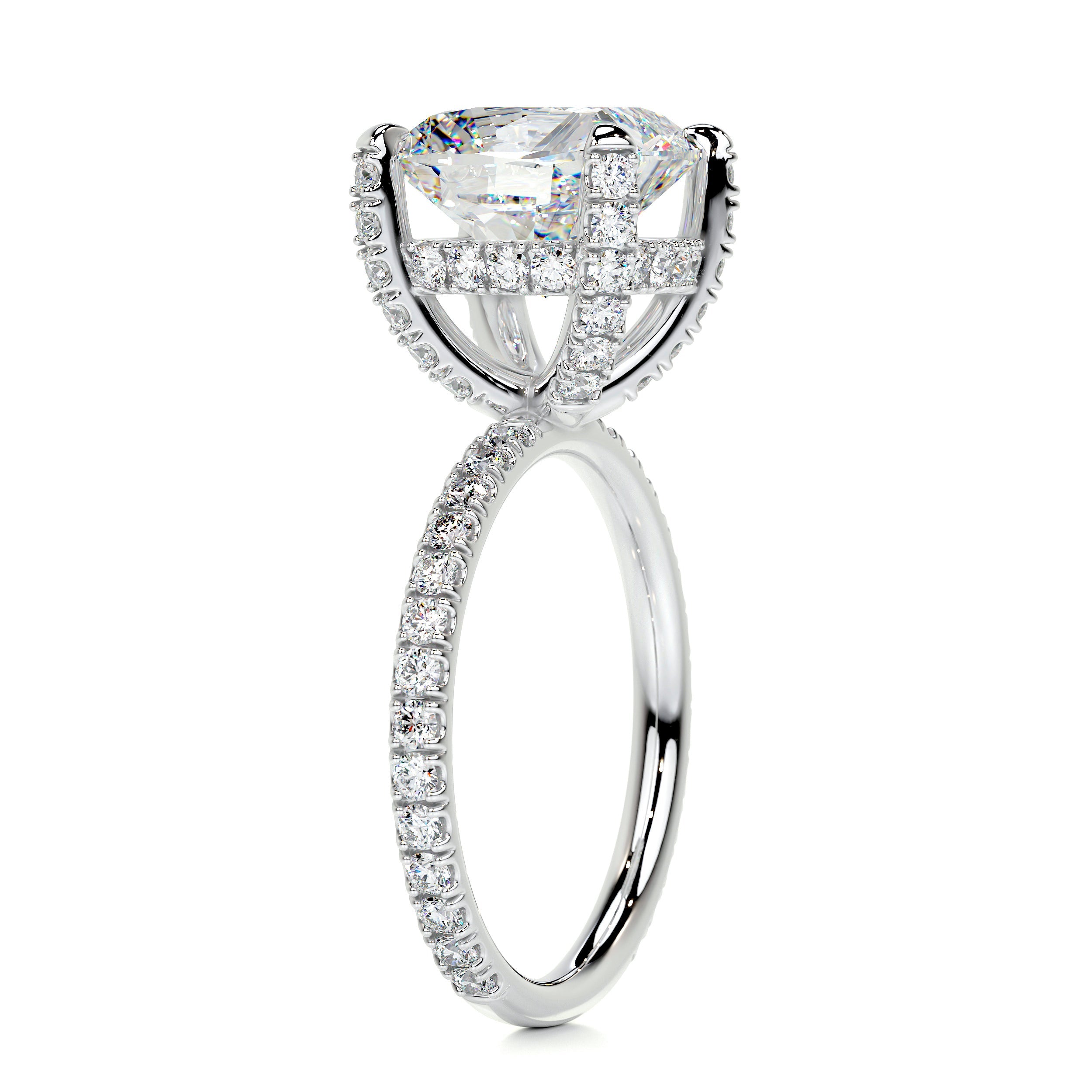 Quinn Moissanite & Diamonds Ring   (3 Carat) -14K White Gold (RTS)