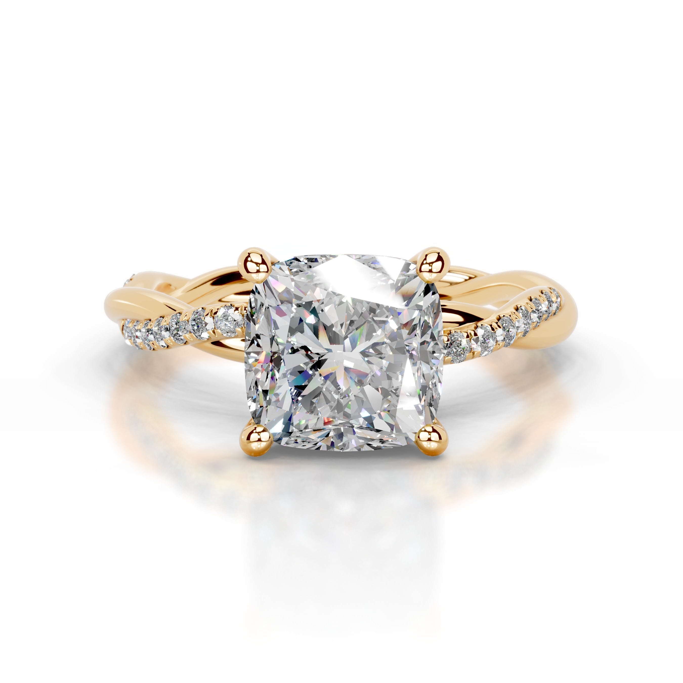 Crystal Moissanite & Diamonds Ring - 18K Yellow Gold (RTS)