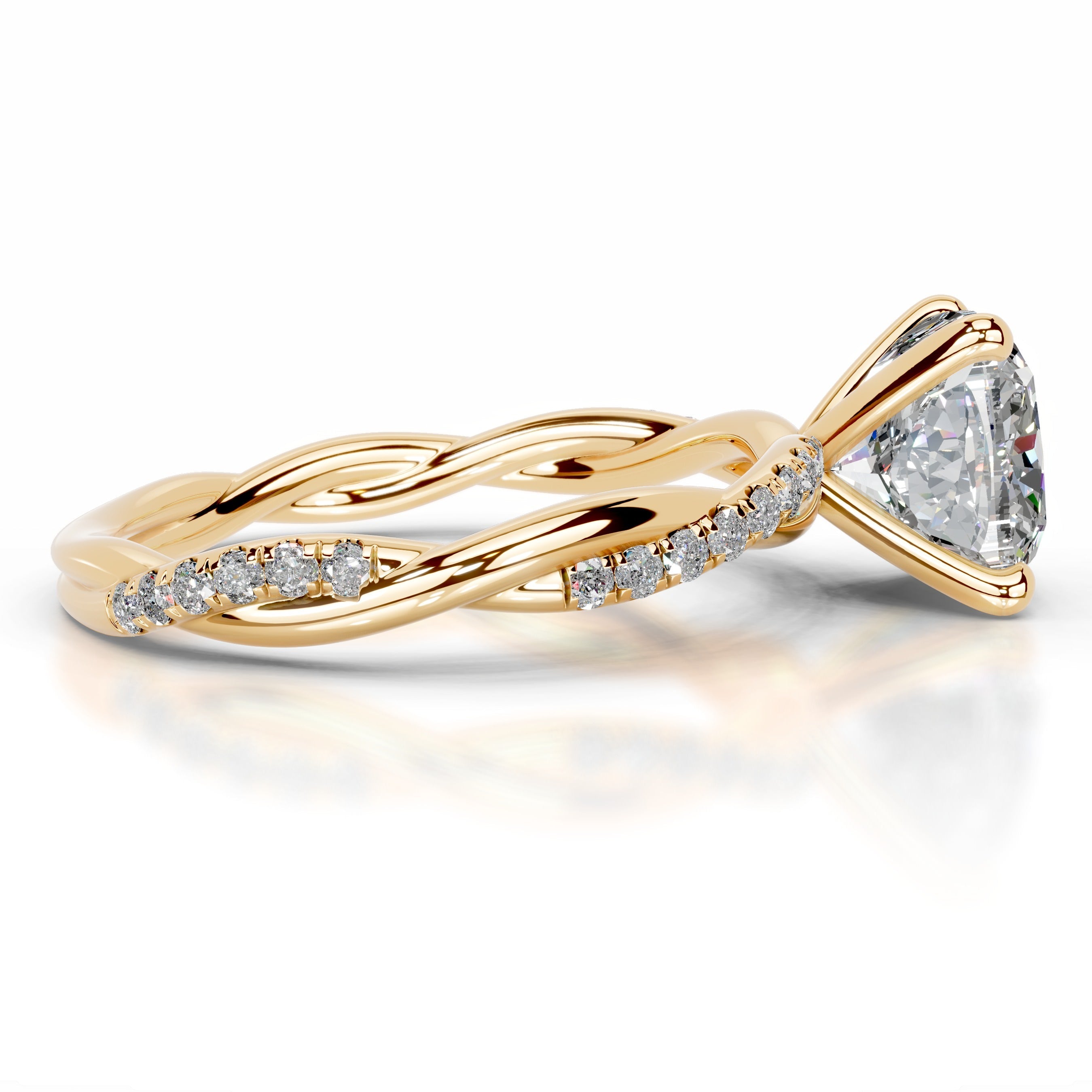 Crystal Moissanite & Diamonds Ring - 18K Yellow Gold (RTS)