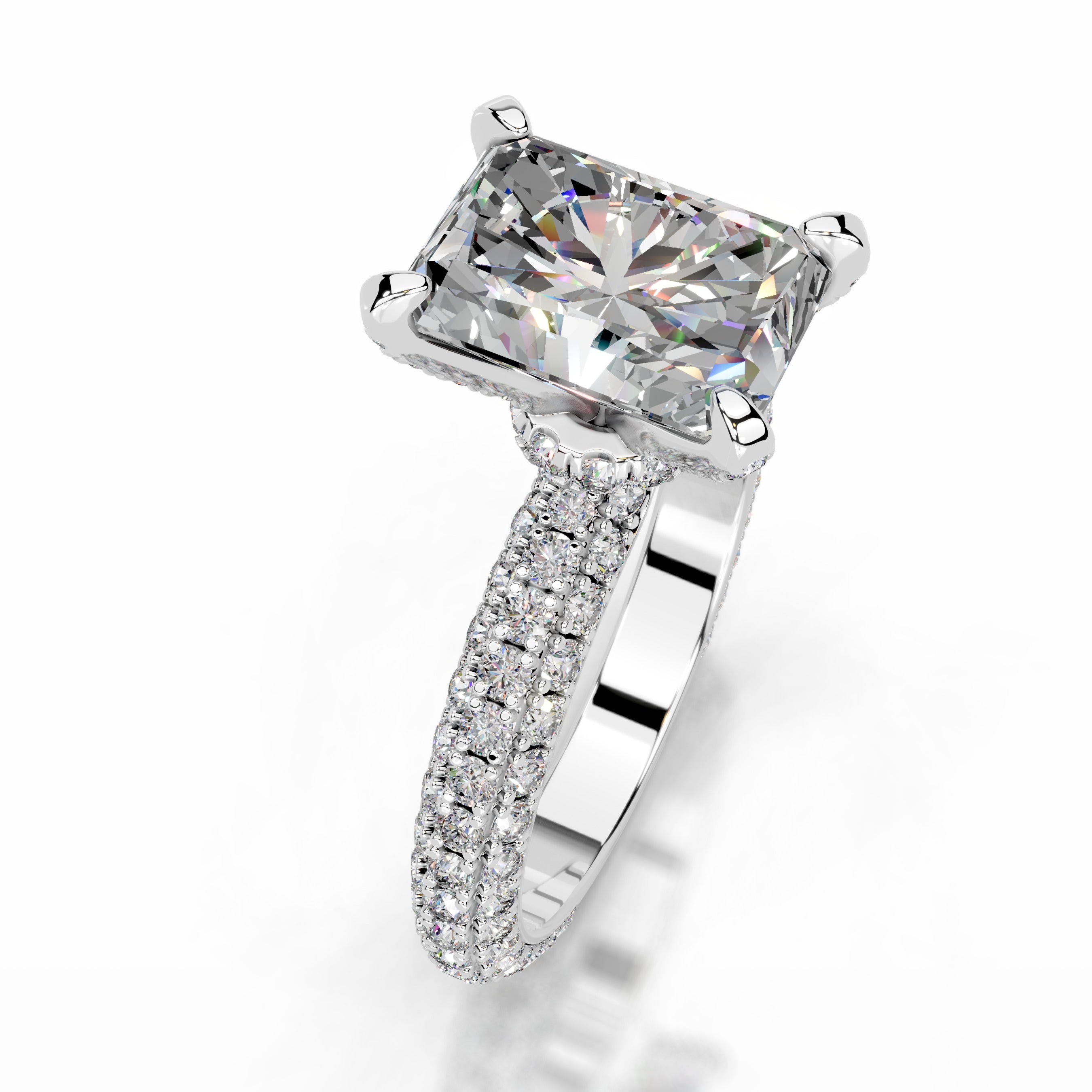 Milly Moissanite & Diamonds Ring - 14K White Gold