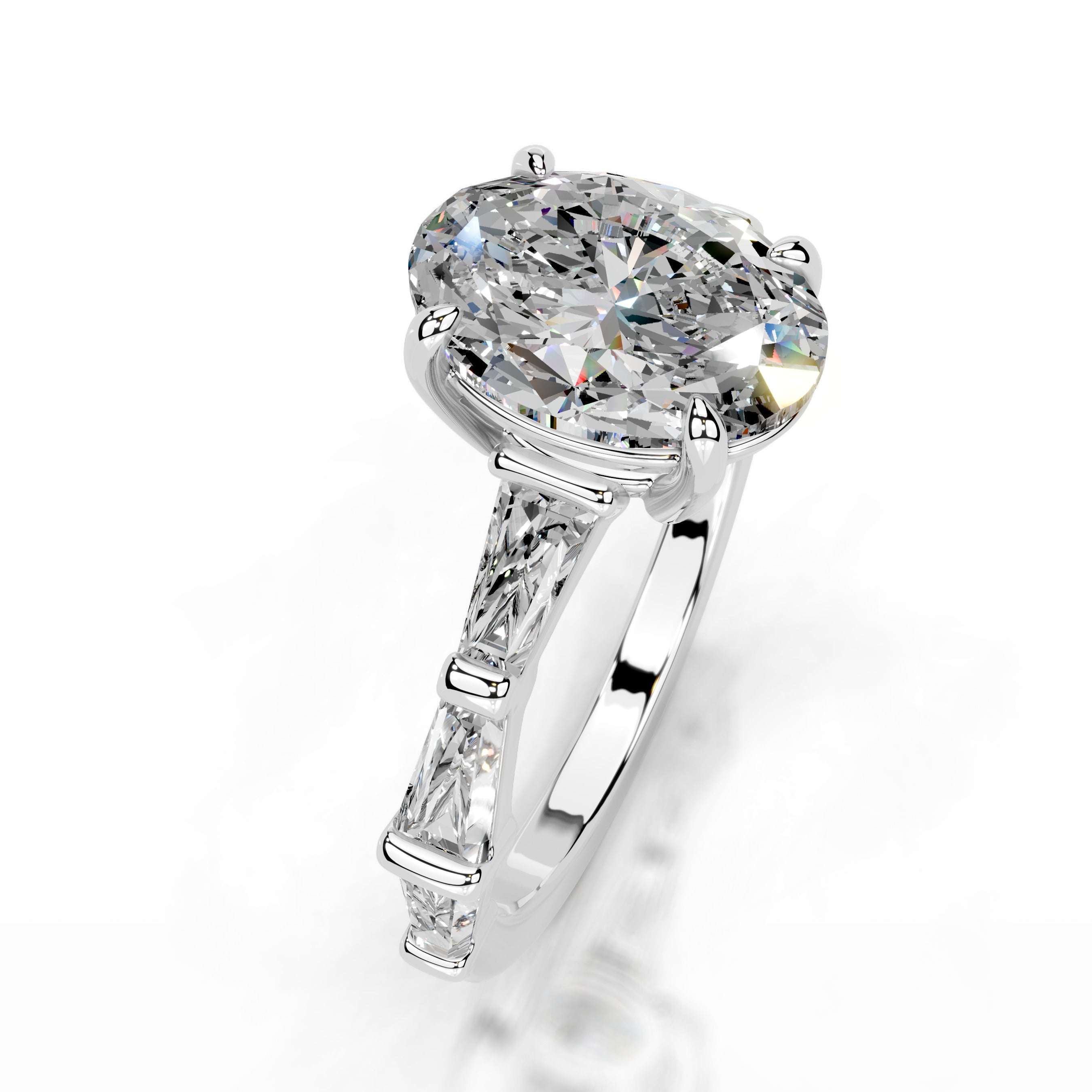 Nidia Moissanite & Diamond Ring - 14K White Gold