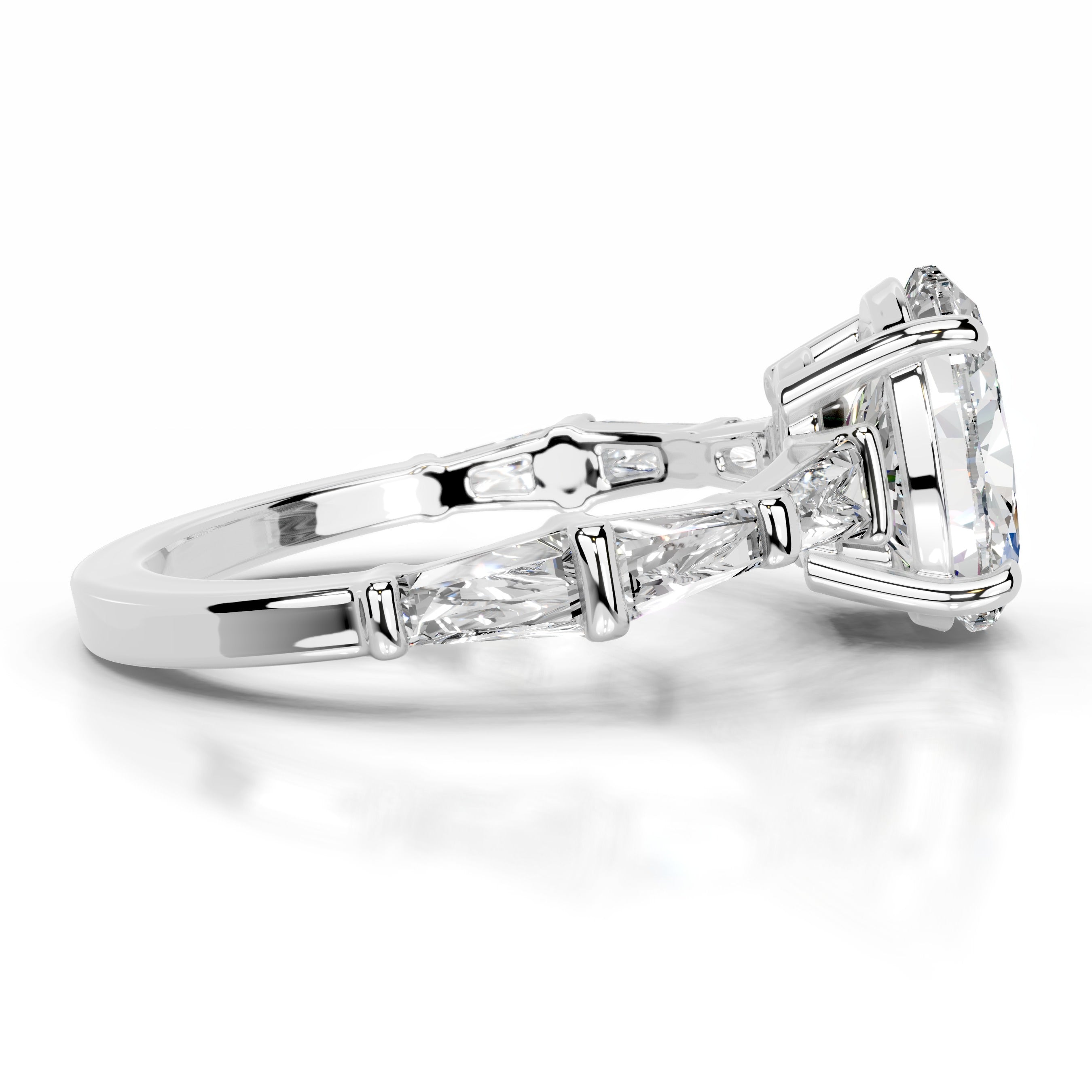 Nidia Moissanite & Diamond Ring - 14K White Gold