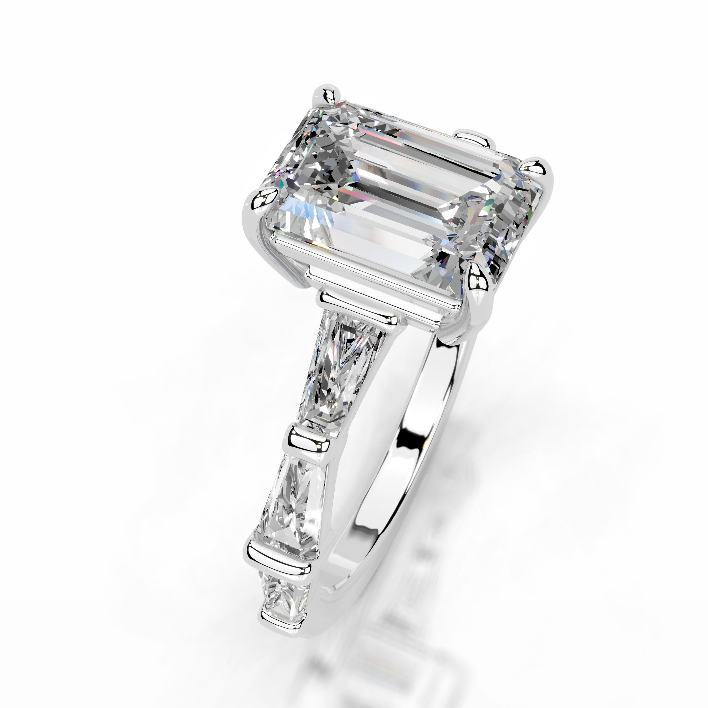 Nidia Moissanite & Diamond Ring - 18K White Gold