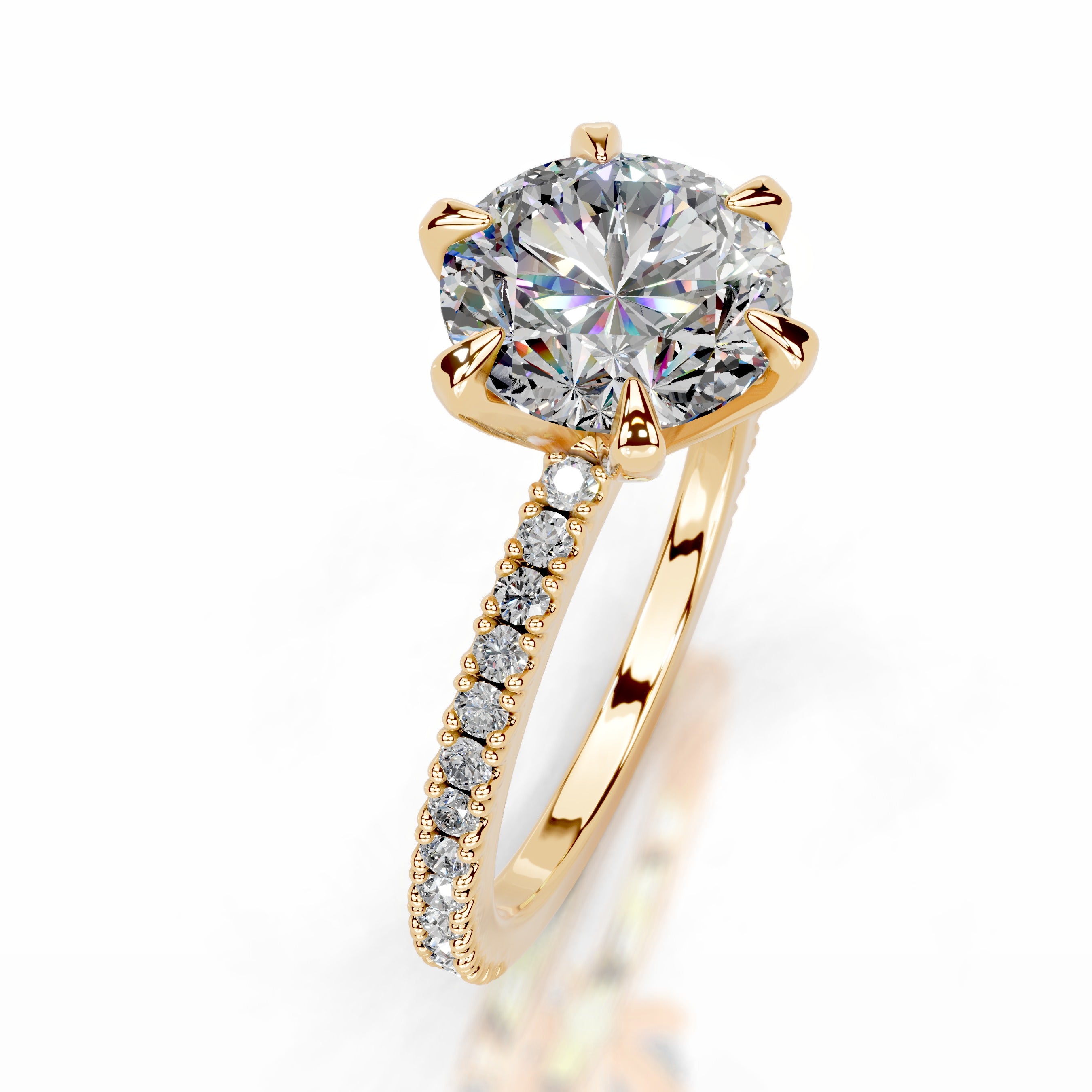 Luisana Moissanite & Diamond Ring - 18K Yellow Gold