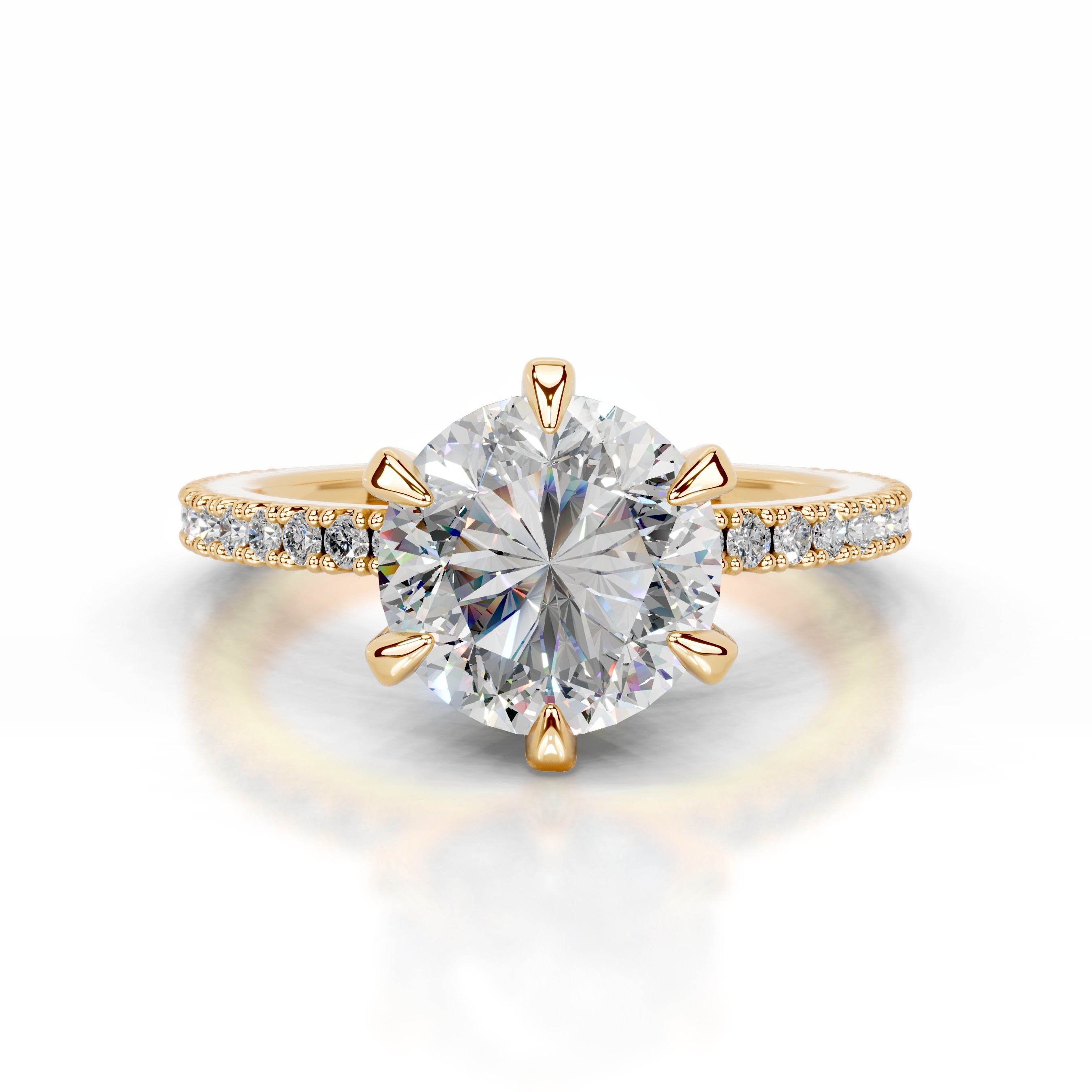Luisana Moissanite & Diamond Ring - 18K Yellow Gold