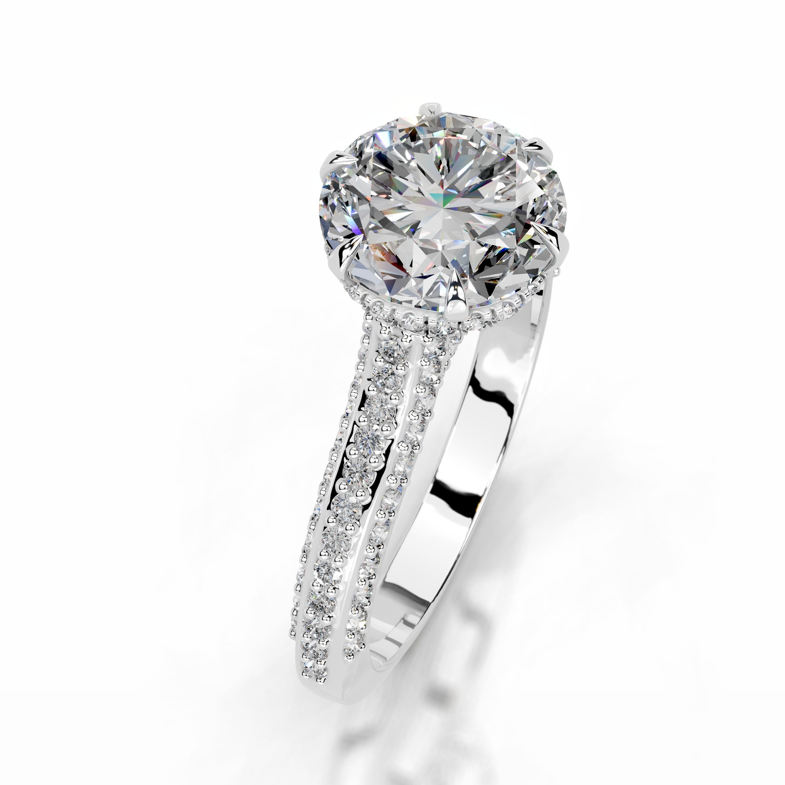 Joana Moissanite & Diamond Ring - 14K White Gold
