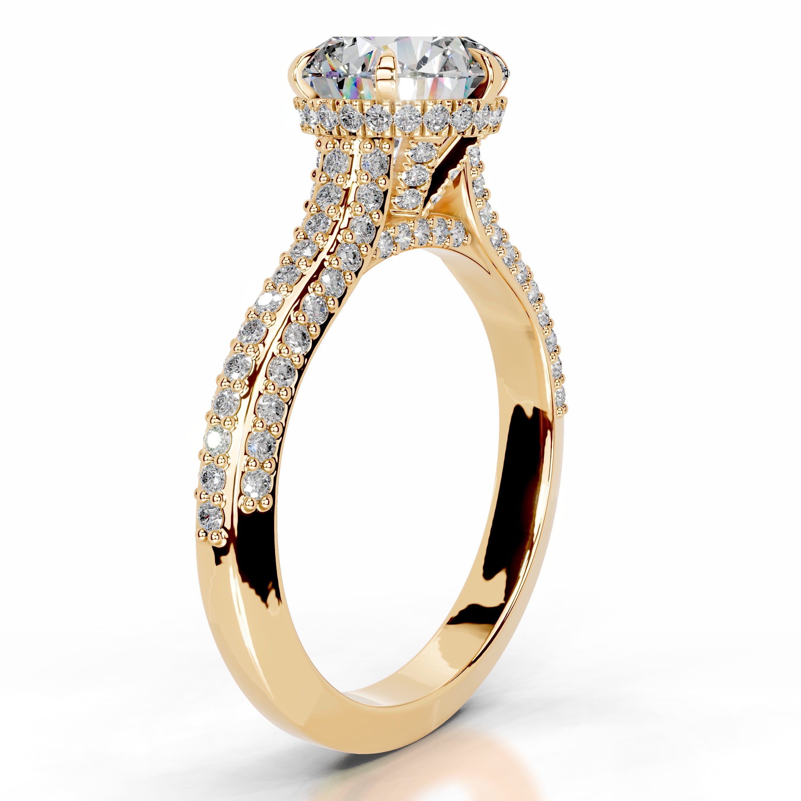 Joana Moissanite & Diamond Ring - 18K Yellow Gold