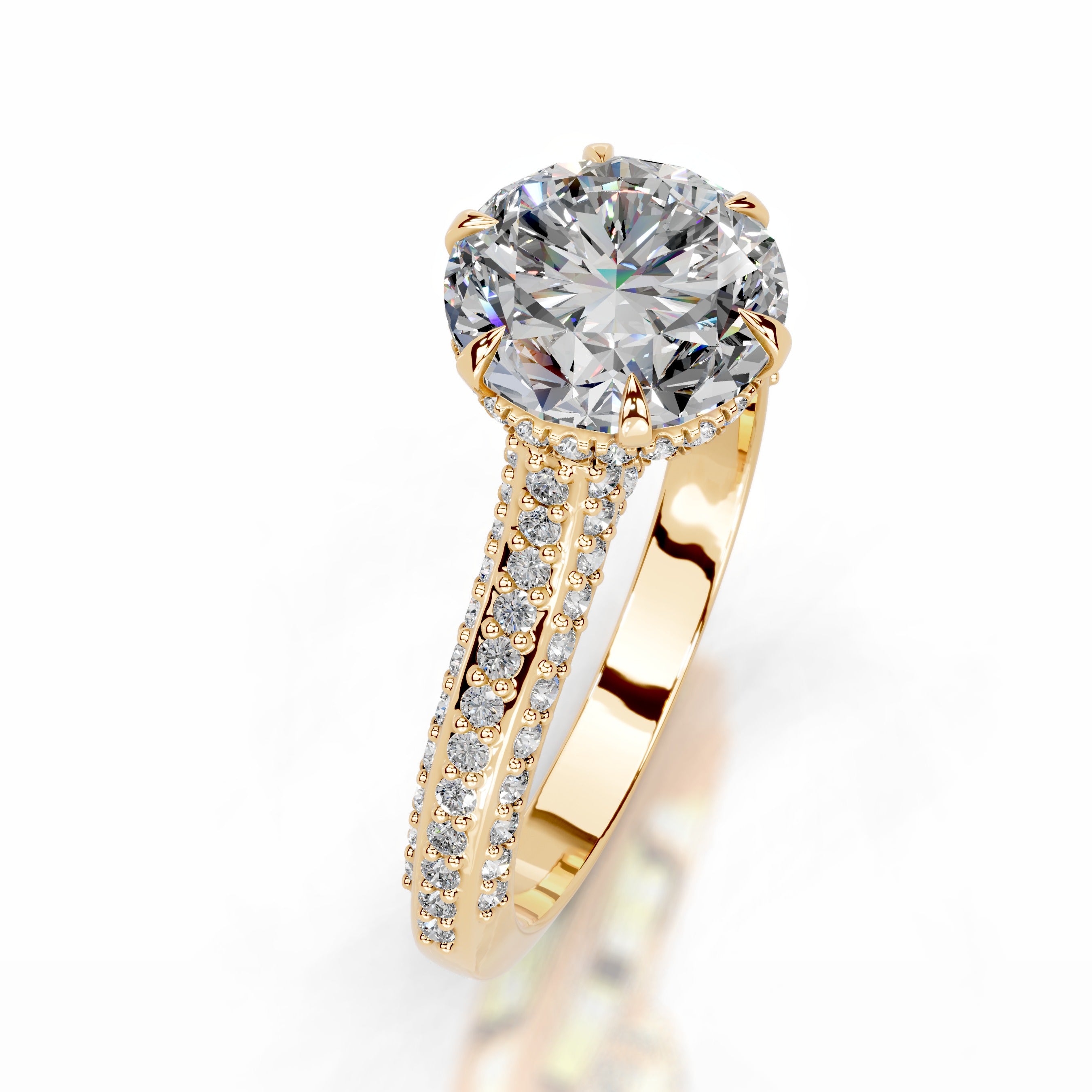 Joana Moissanite & Diamond Ring - 18K Yellow Gold