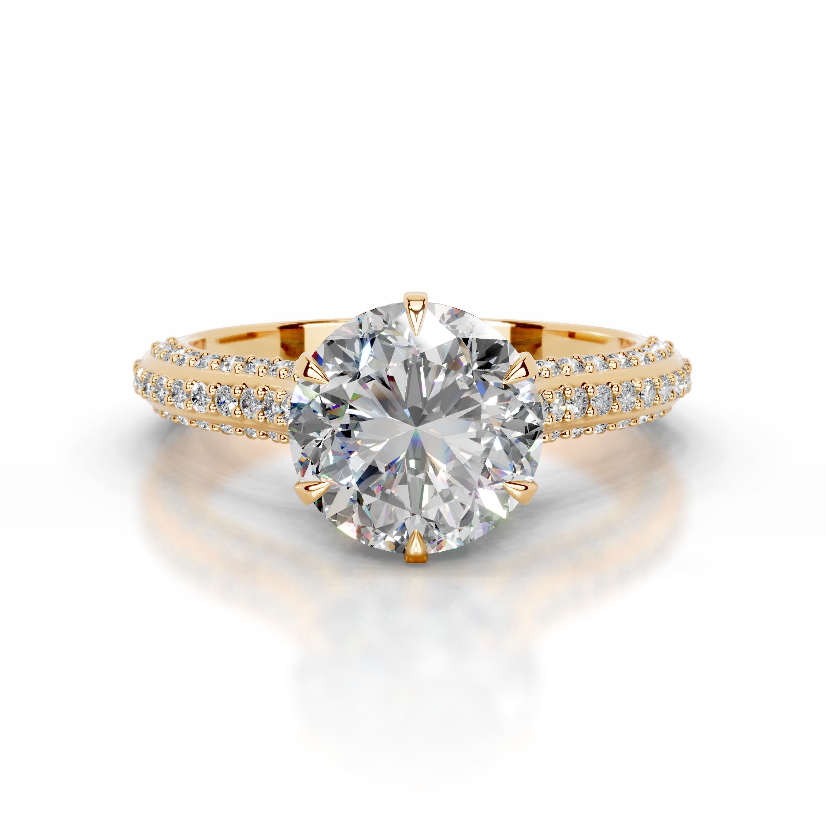 Joana Moissanite & Diamond Ring - 18K Yellow Gold