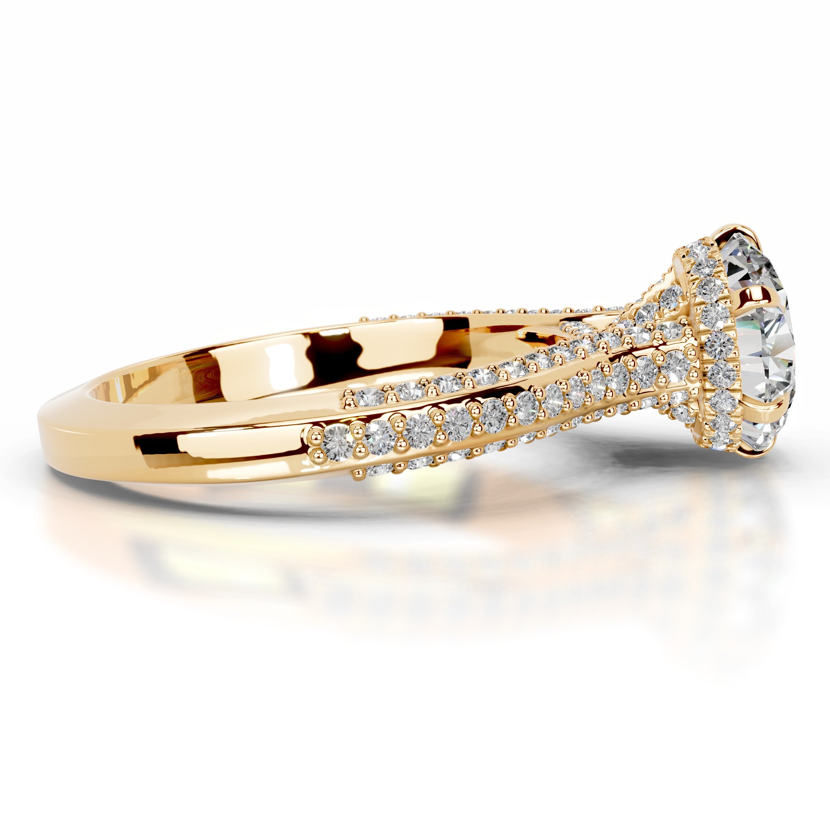 Joana Moissanite & Diamond Ring - 18K Yellow Gold