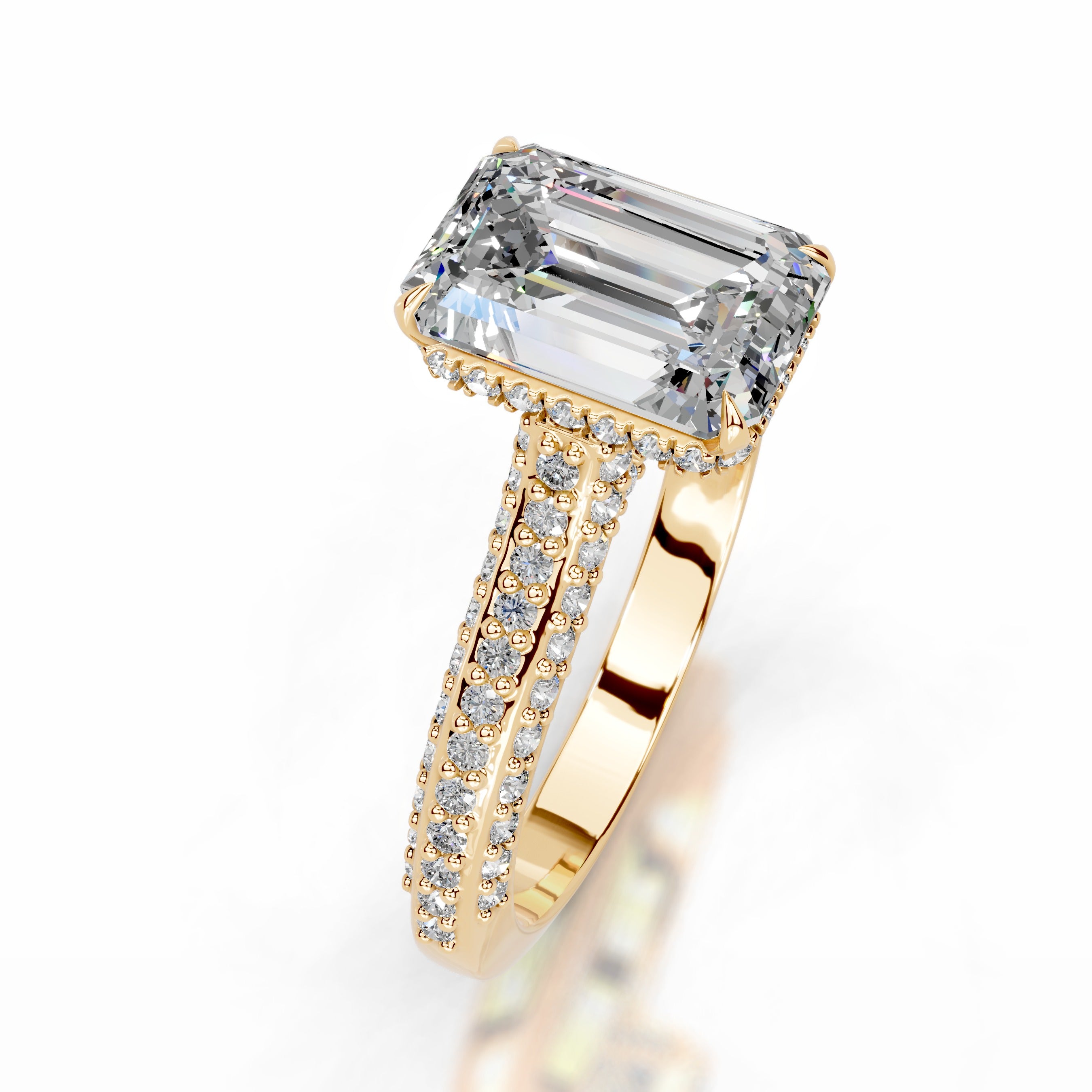 Joana Moissanite & Diamond Ring - 18K Yellow Gold