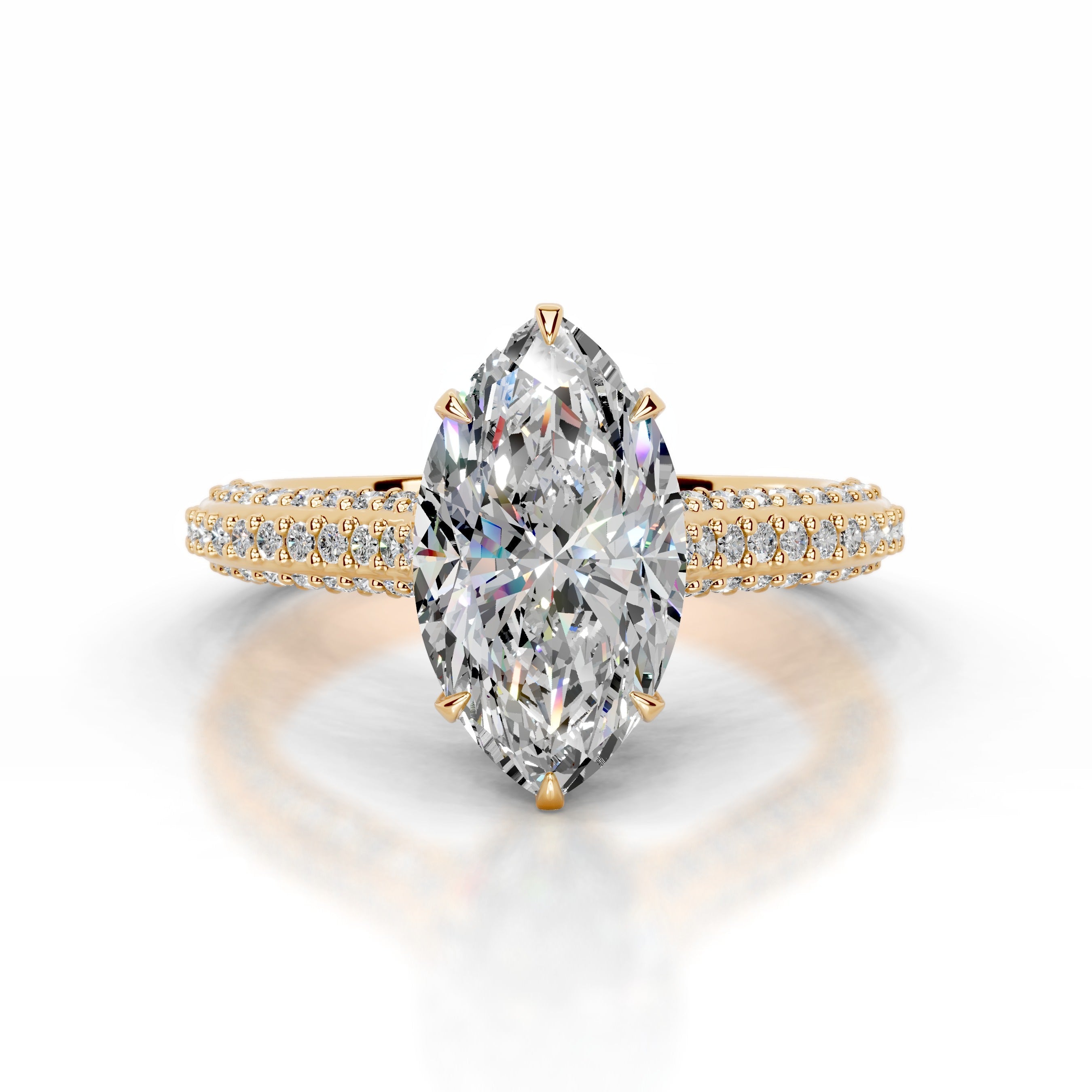 Joana Moissanite & Diamond Ring - 18K Yellow Gold (RTS)