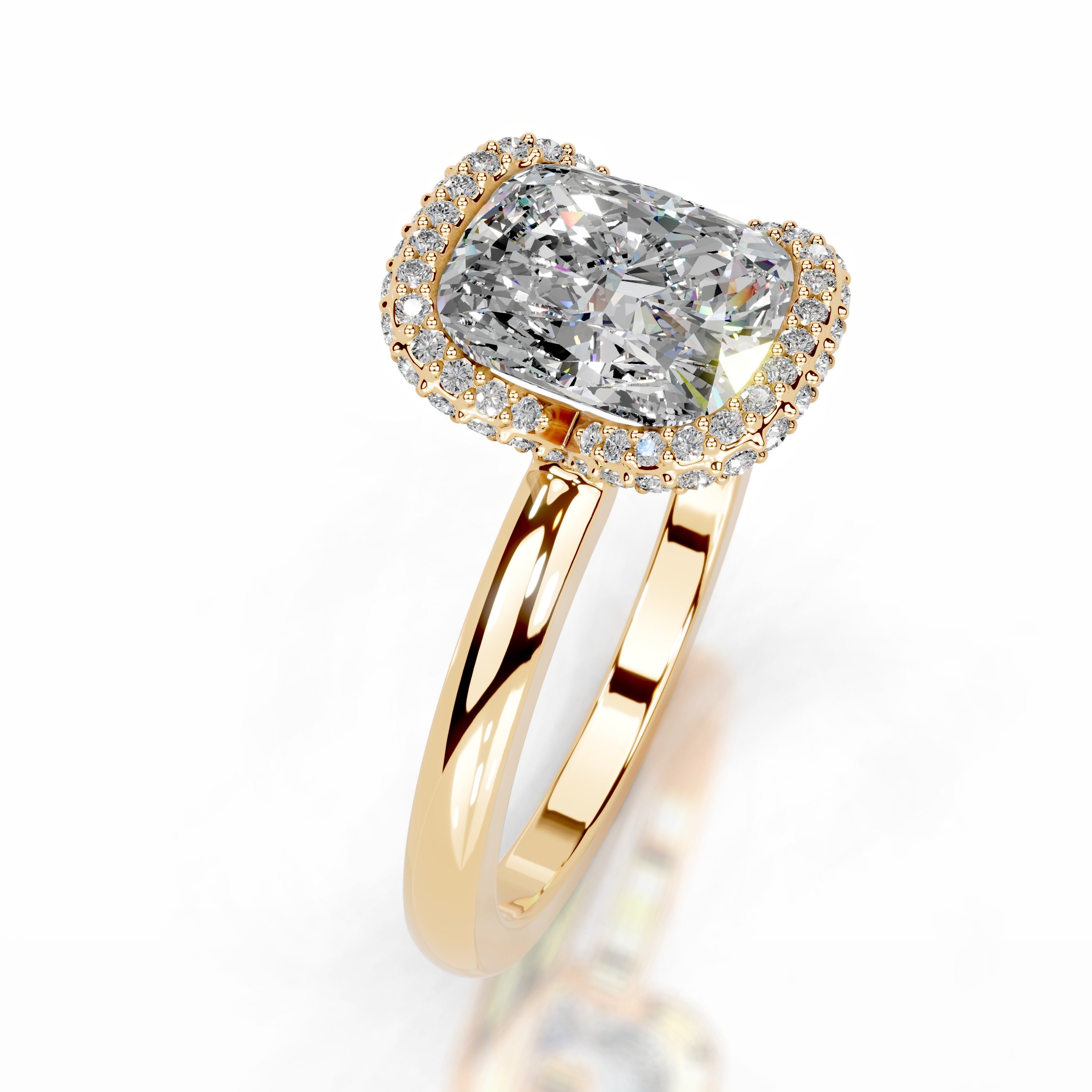 Bowie Moissanite & Diamond Ring - 18K Yellow Gold