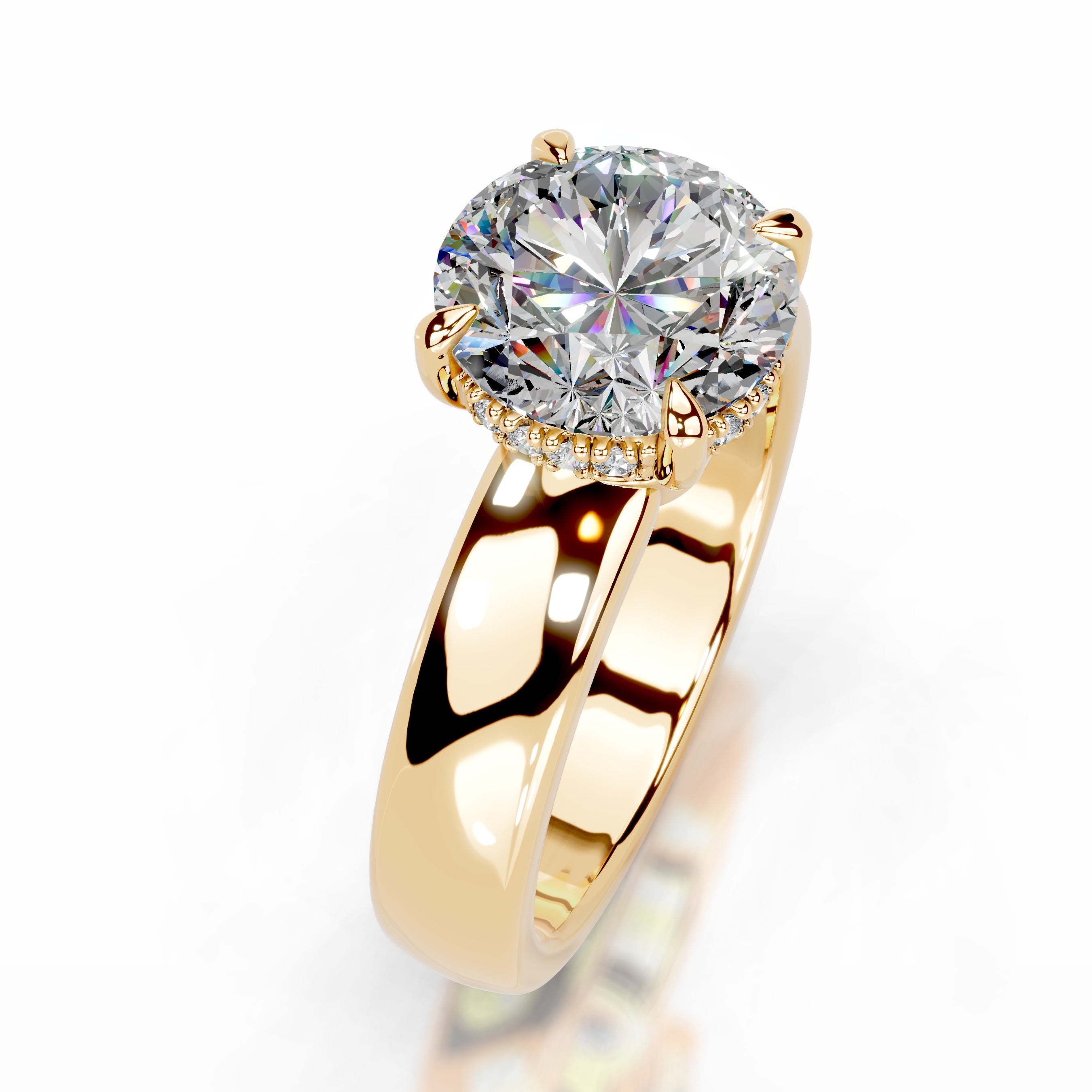 Lux Moissanite & Diamond Ring - 18K Yellow Gold