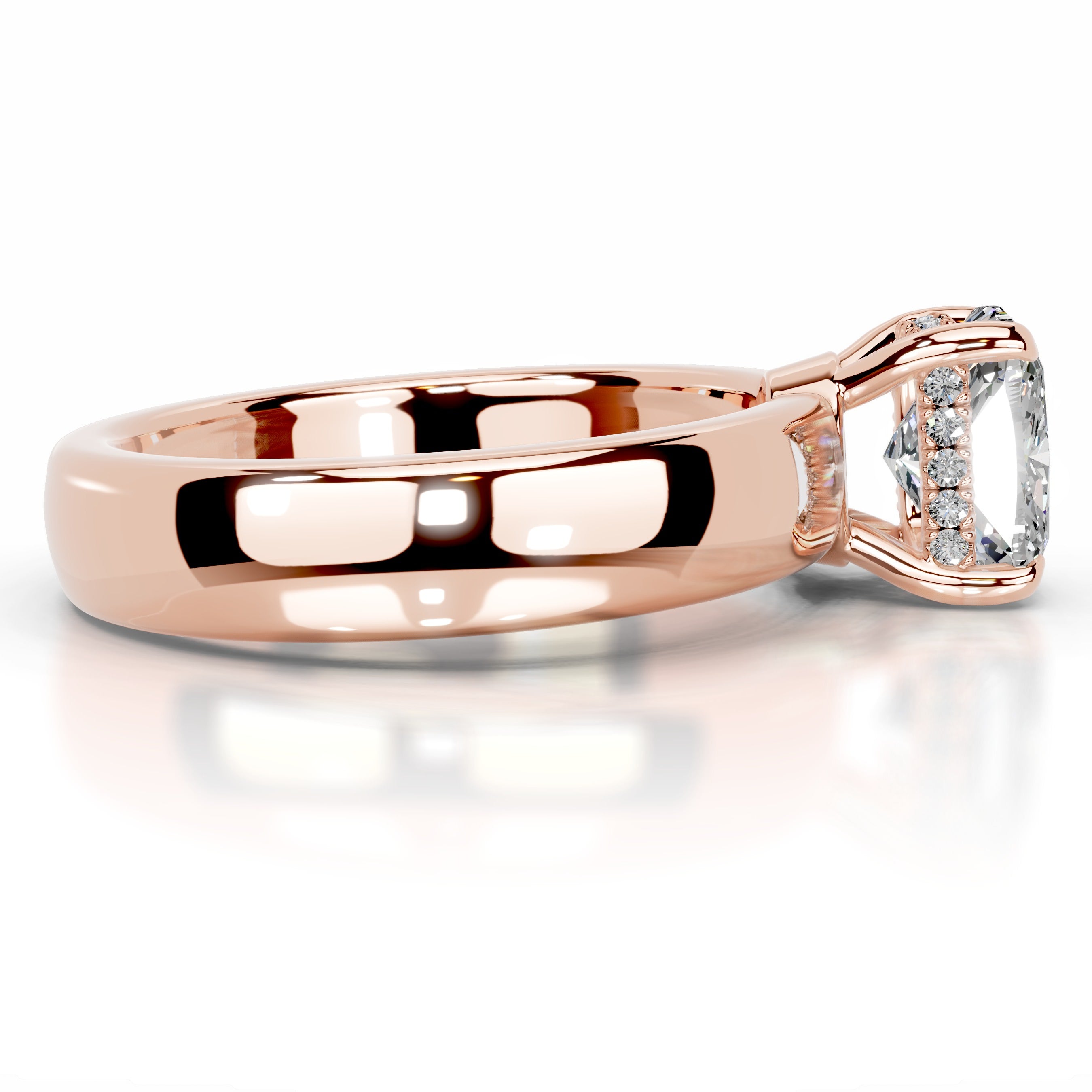 Lux Moissanite & Diamond Ring - 14K Rose Gold