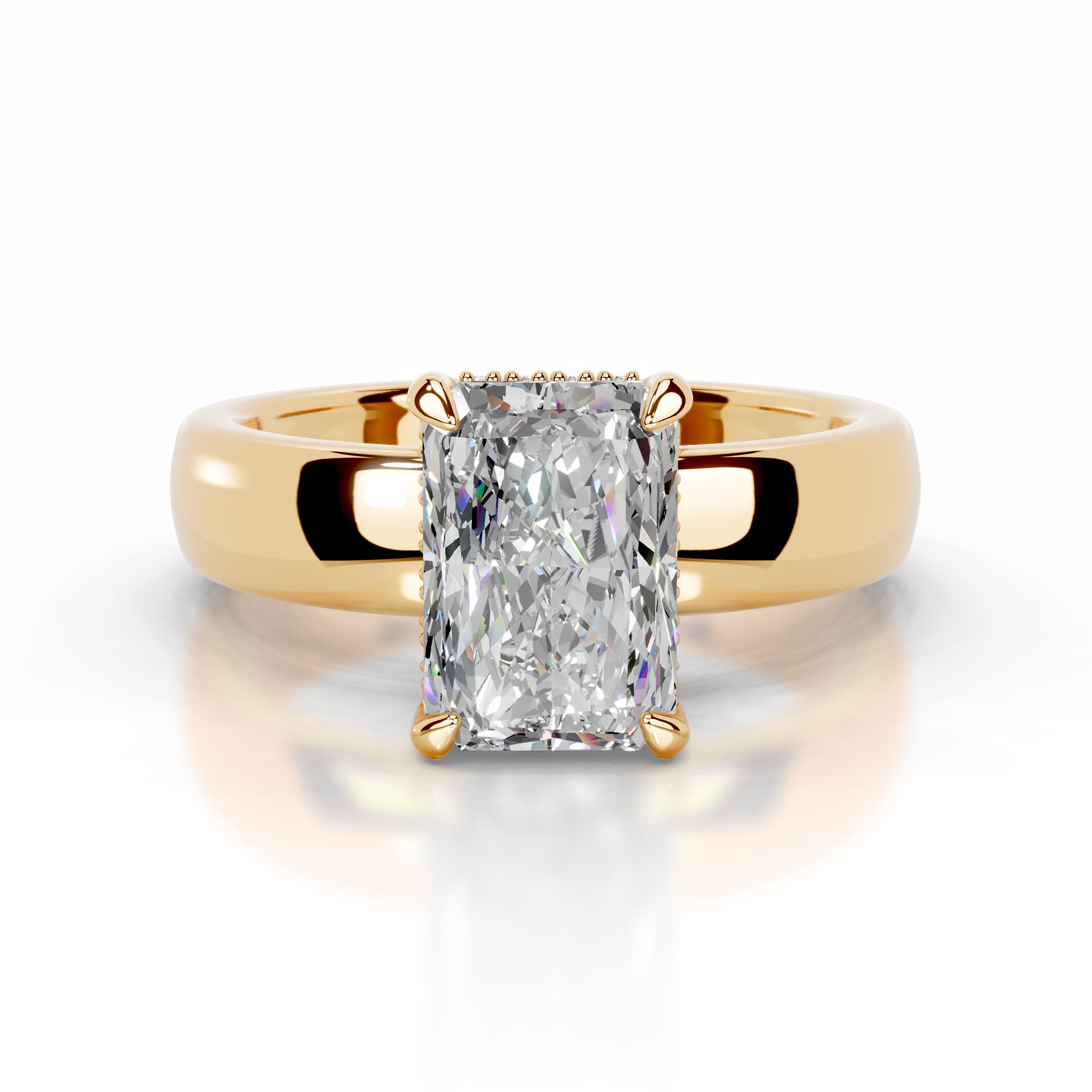 Lux Moissanite & Diamond Ring - 18K Yellow Gold