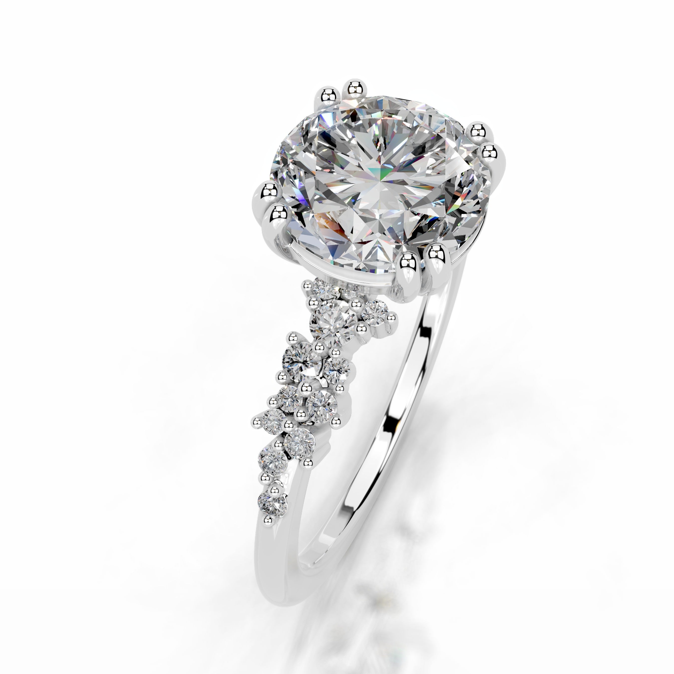 Emaline Moissanite & Diamonds Ring - Platinum