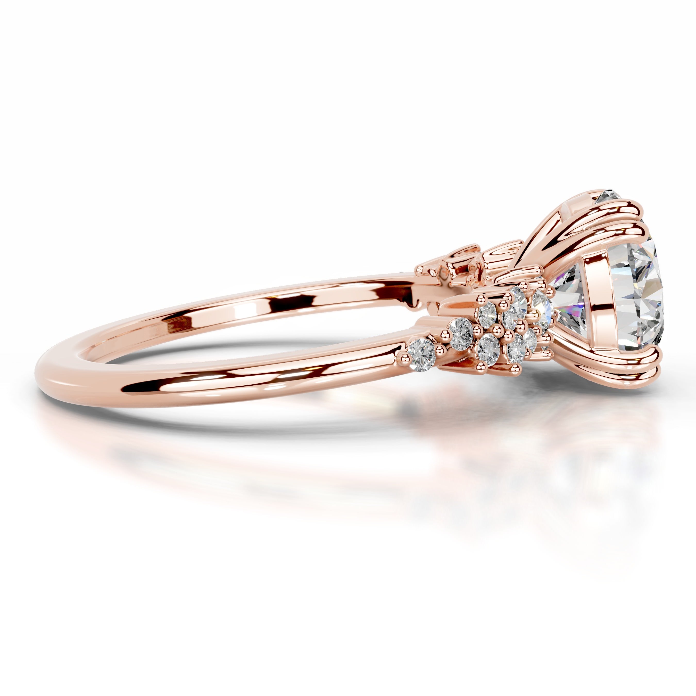 Emaline Moissanite & Diamonds Ring - 14K Rose Gold