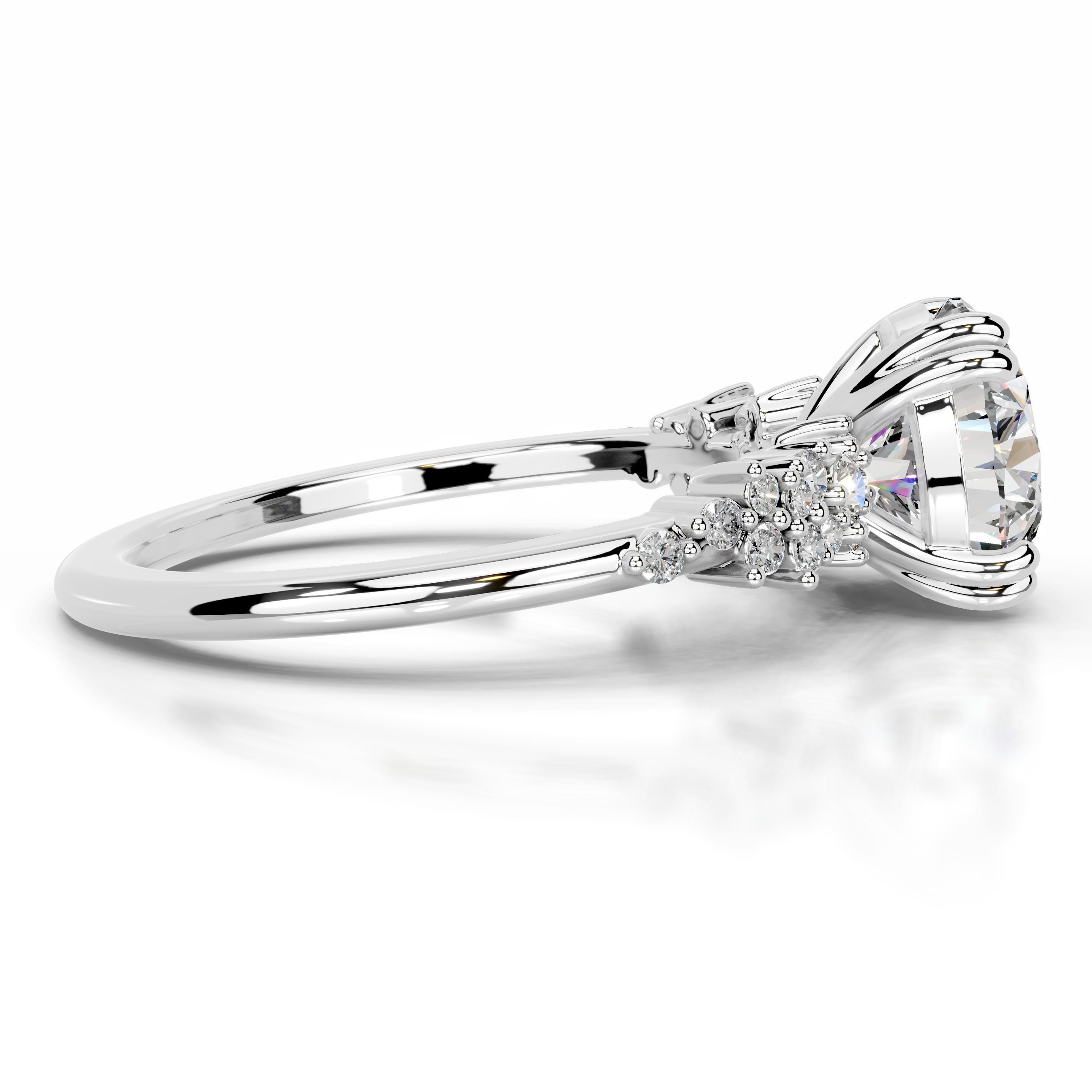Emaline Moissanite & Diamonds Ring - 14K White Gold