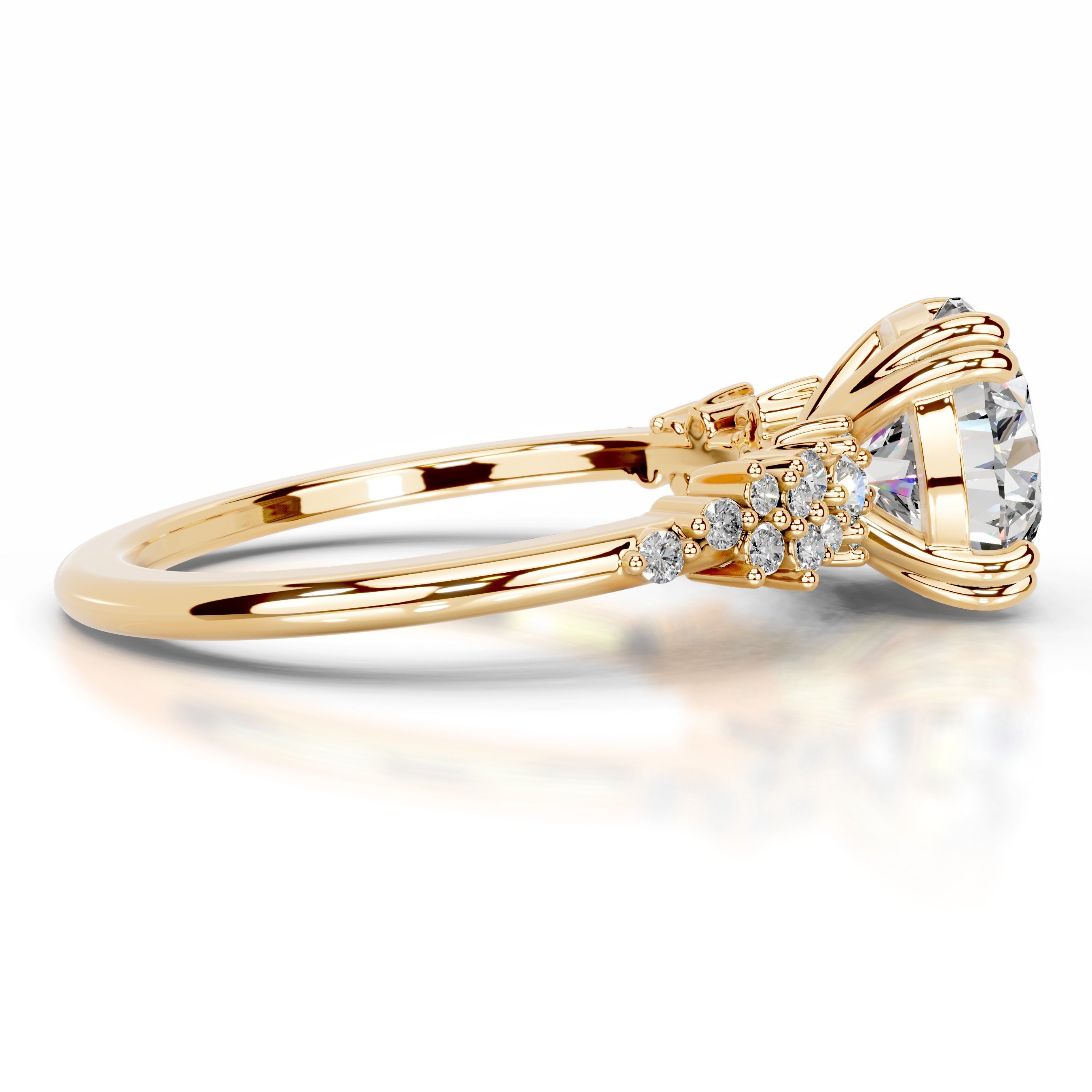 Emaline Moissanite & Diamonds Ring - 18K Yellow Gold