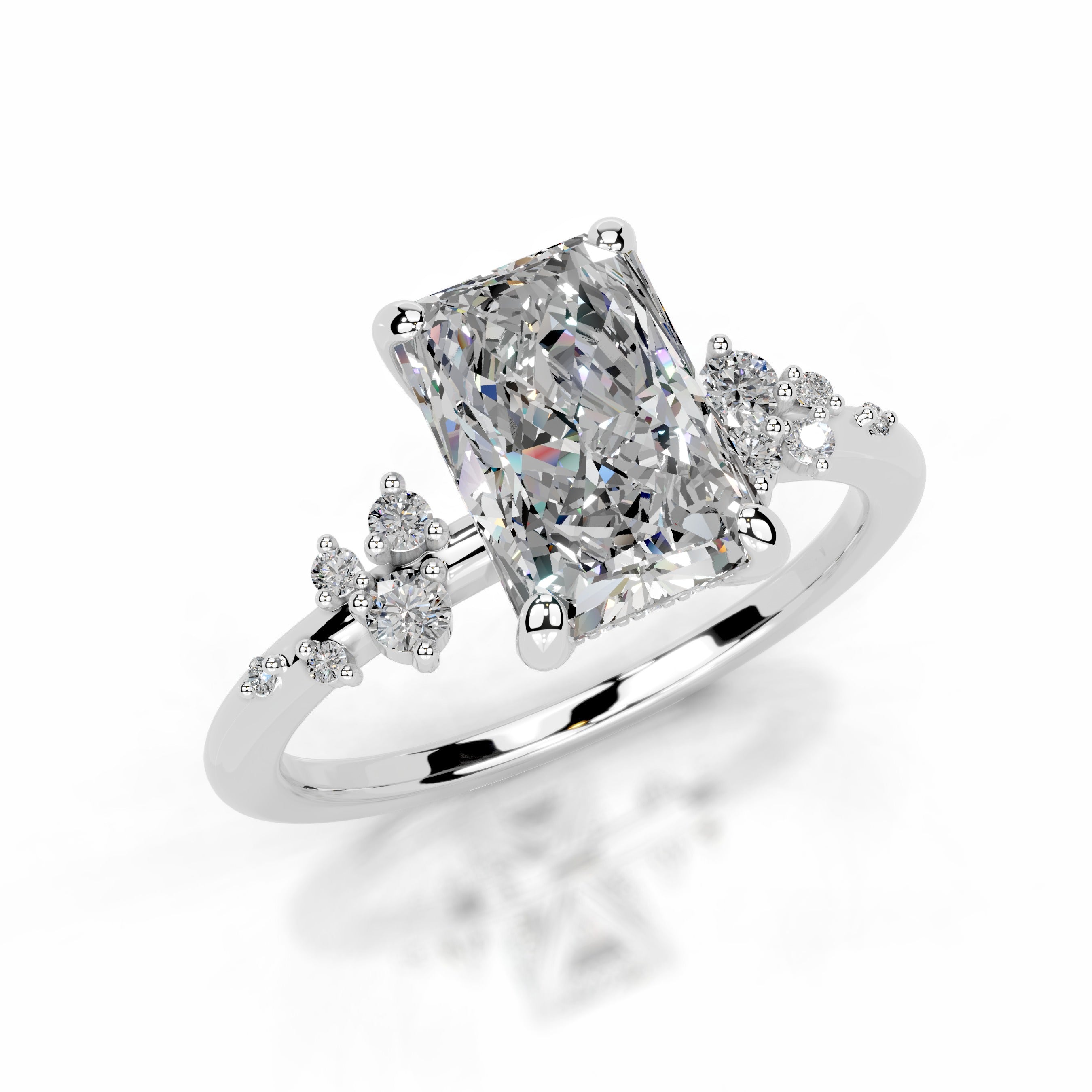 Maisie Moissanite & Diamonds Ring - 18K White Gold