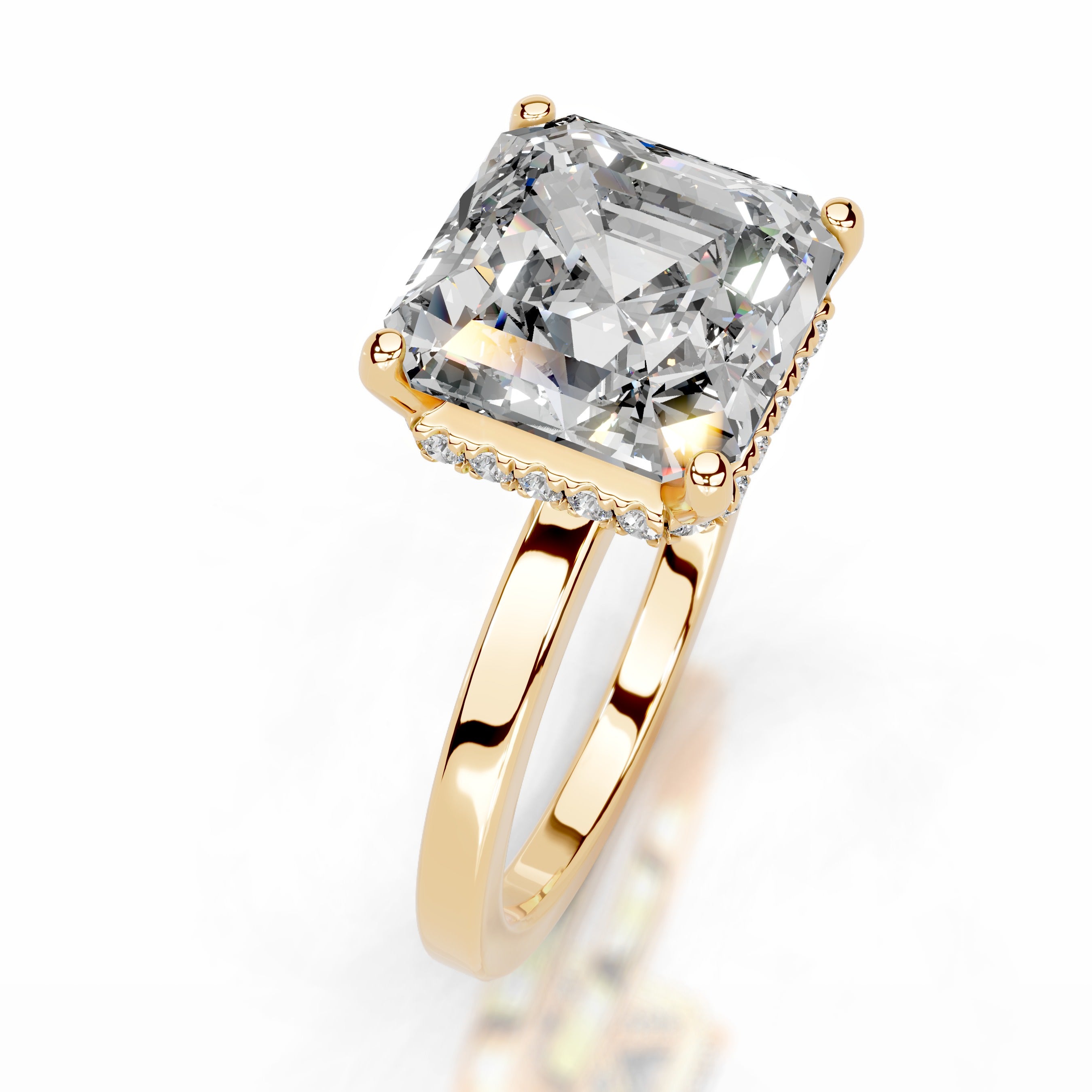 Duri Moissanite & Diamonds Ring - 18K Yellow Gold