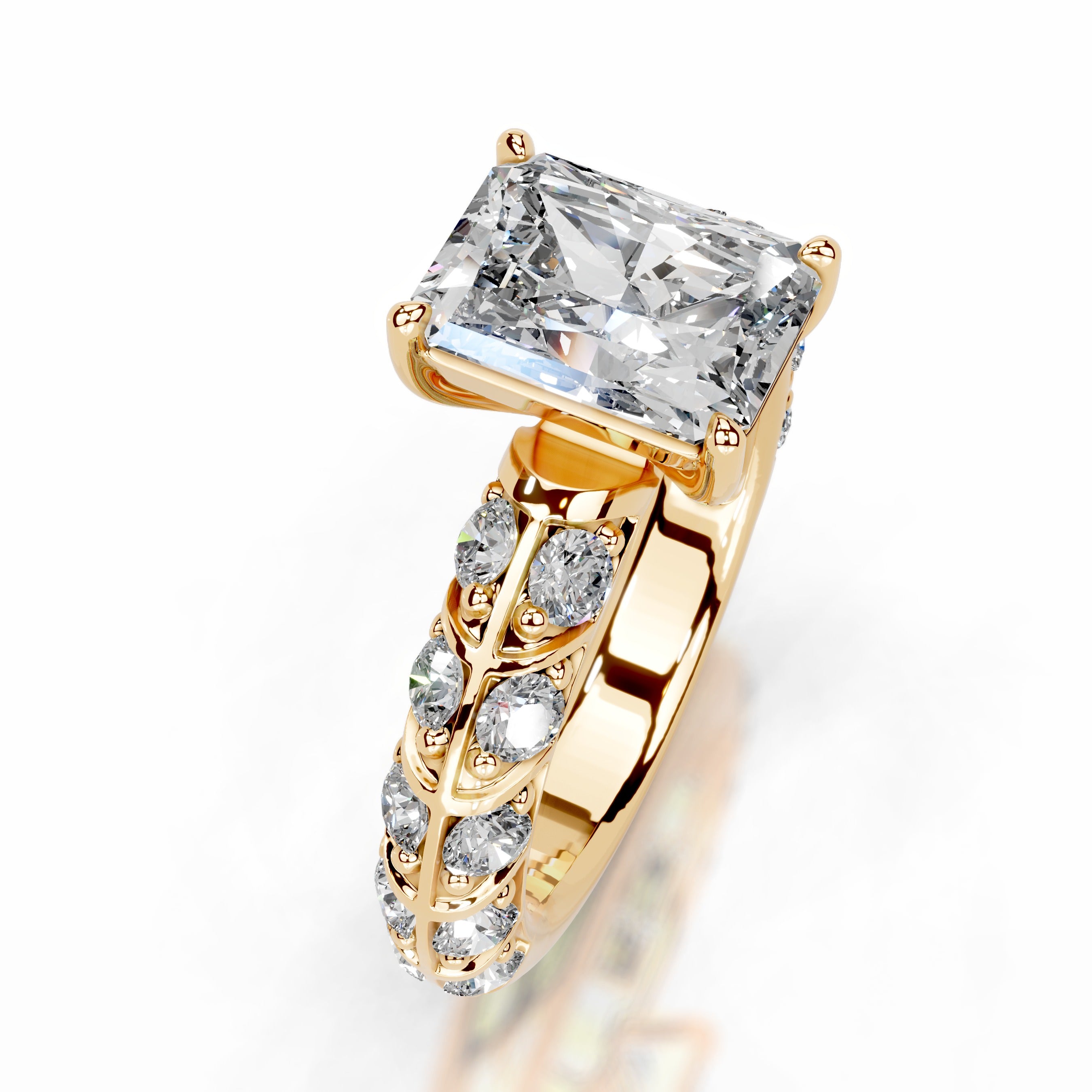 Iseul Moissanite & Diamonds Ring - 18K Yellow Gold