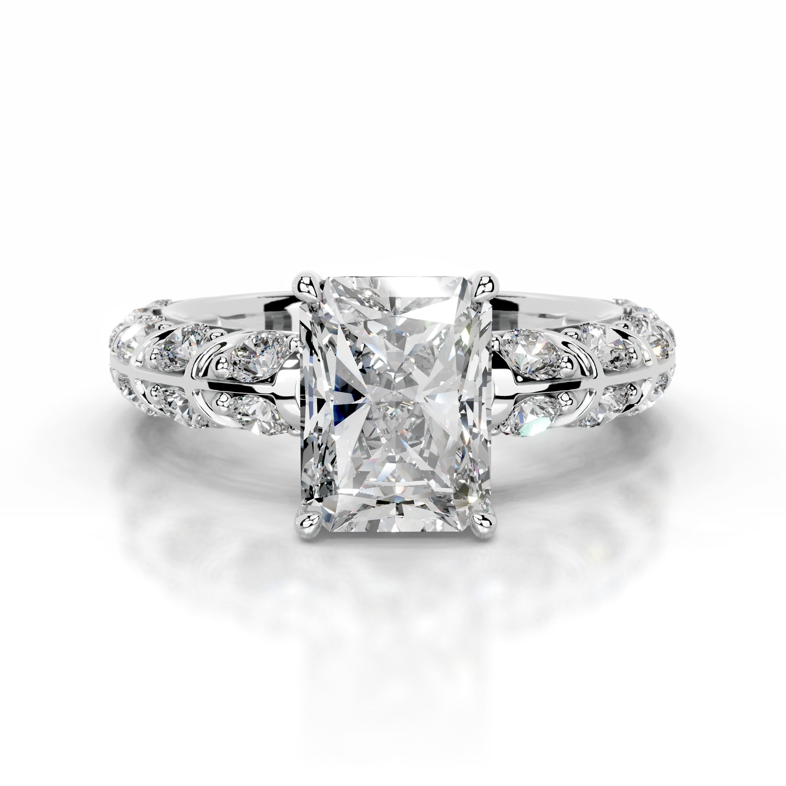 Iseul Moissanite & Diamonds Ring - 14K White Gold