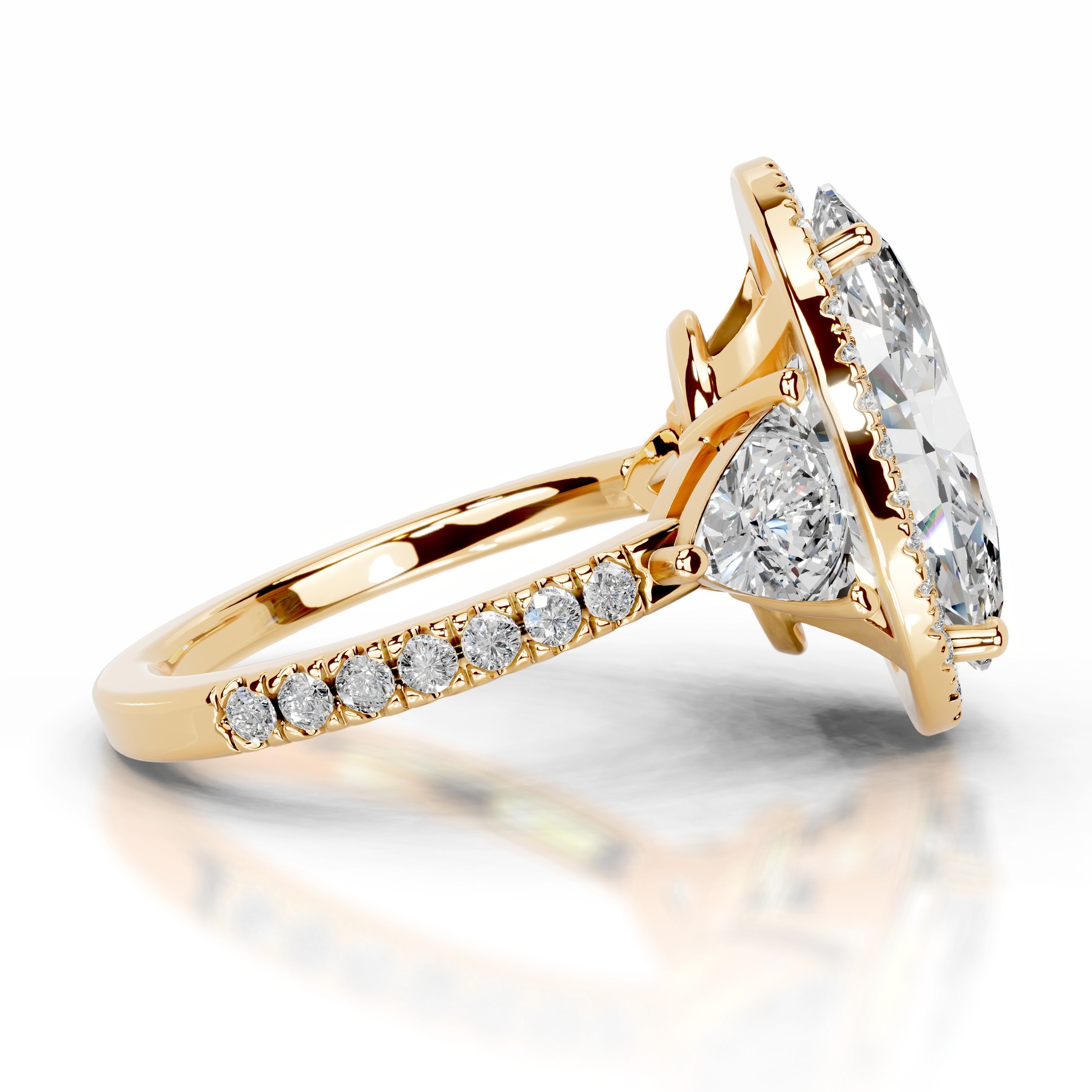 SuJin Moissanite & Diamonds Ring - 18K Yellow Gold