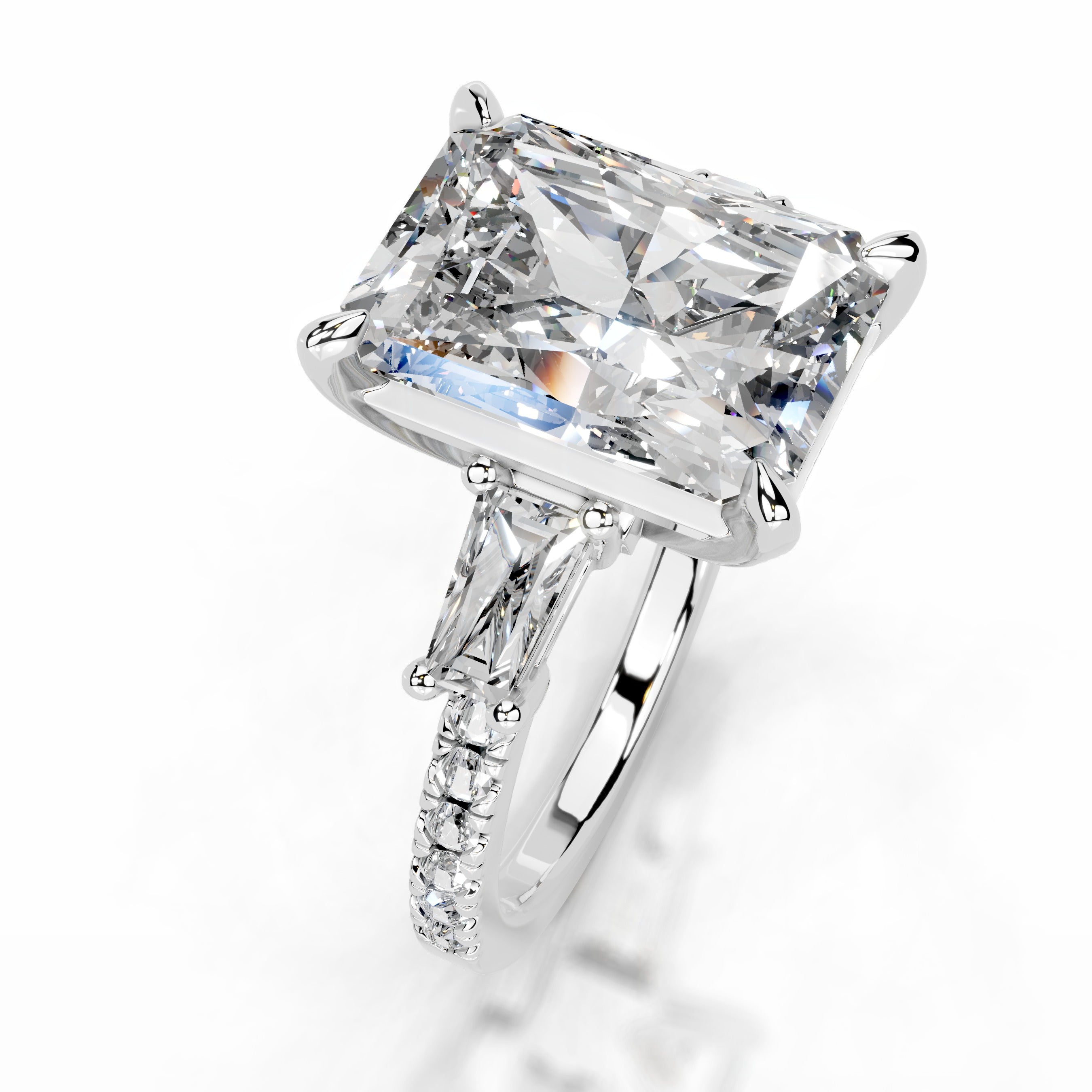 Mun Moissanite & Diamonds Ring - 18K White Gold