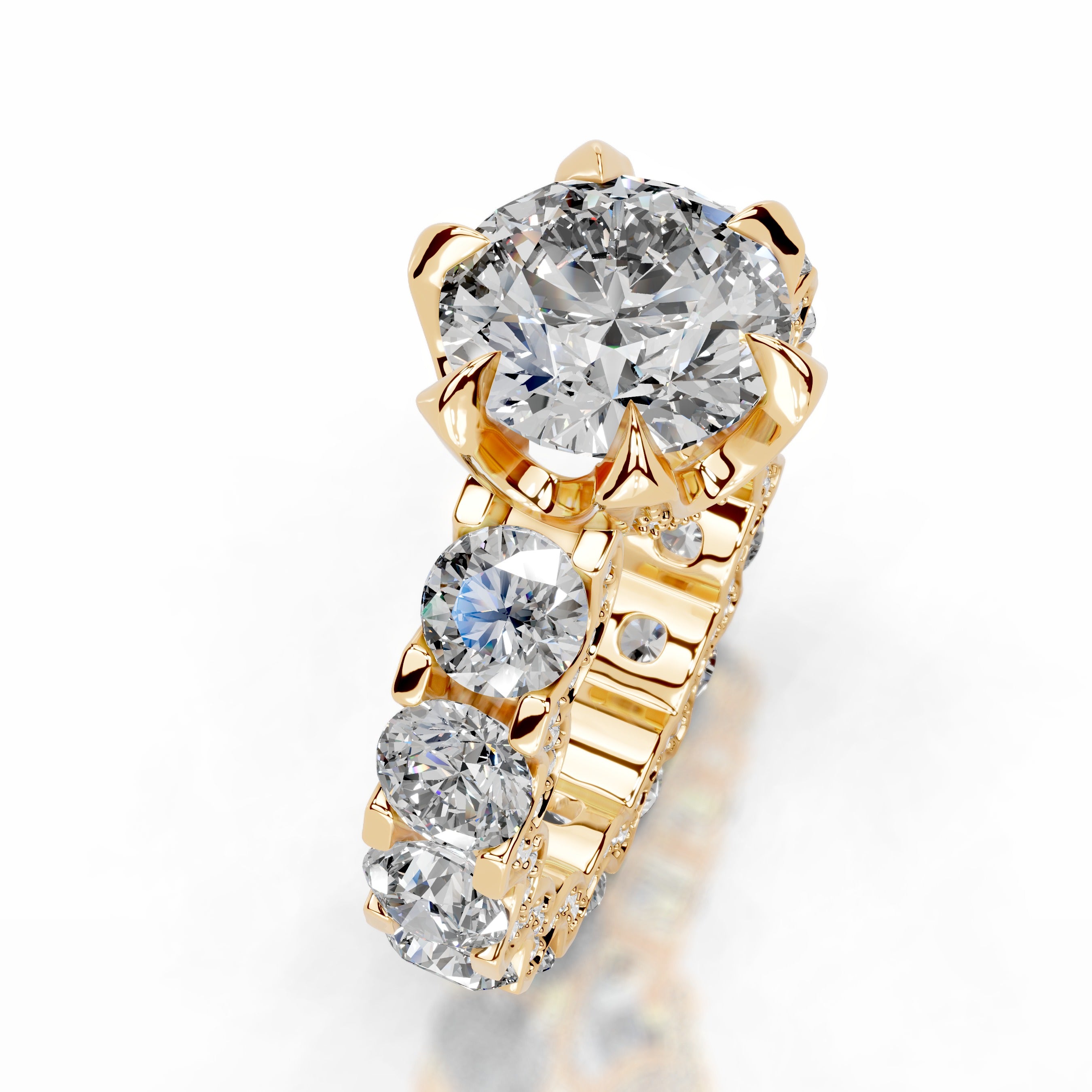 Woong Moissanite & Diamonds Ring - 18K Yellow Gold
