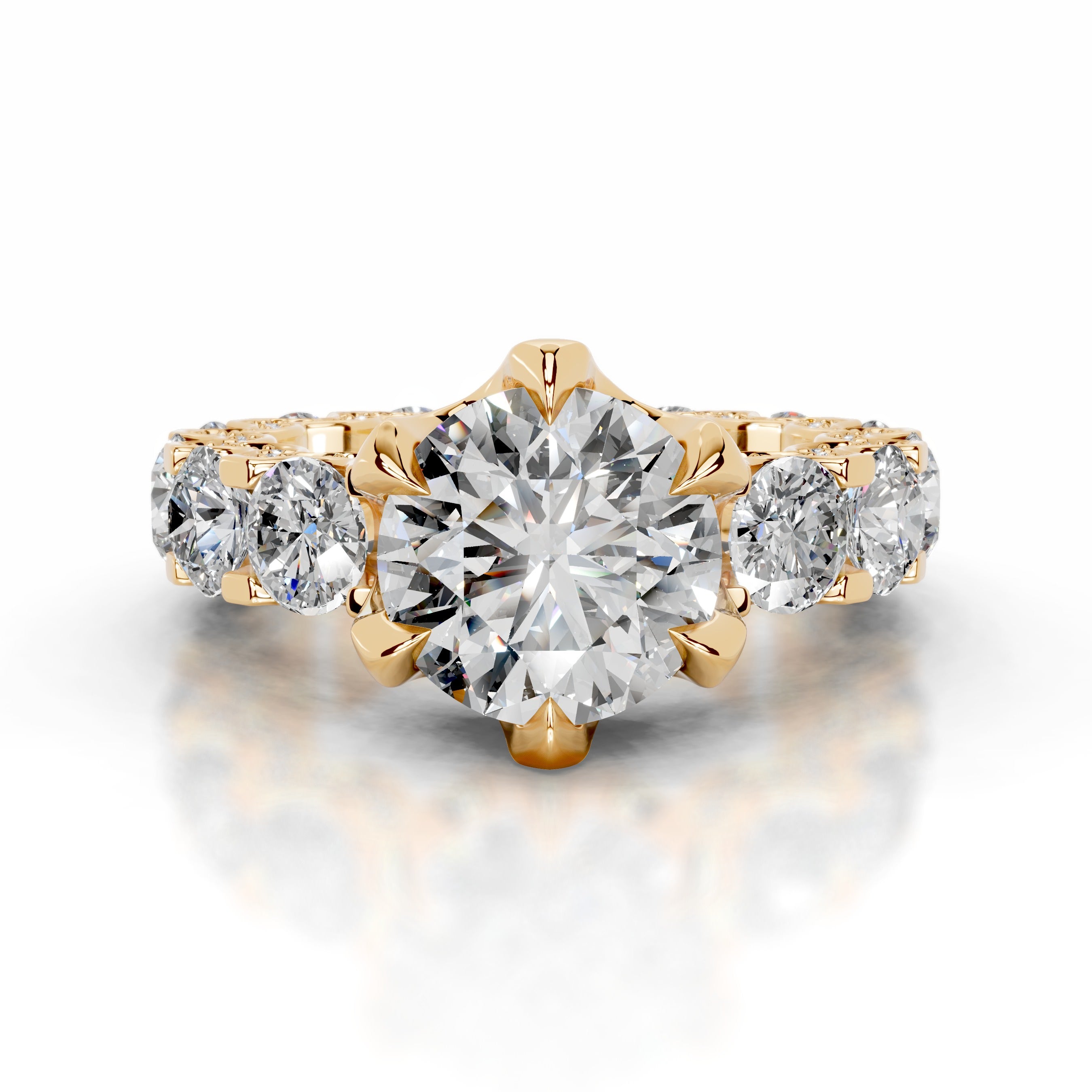 Woong Moissanite & Diamonds Ring - 18K Yellow Gold