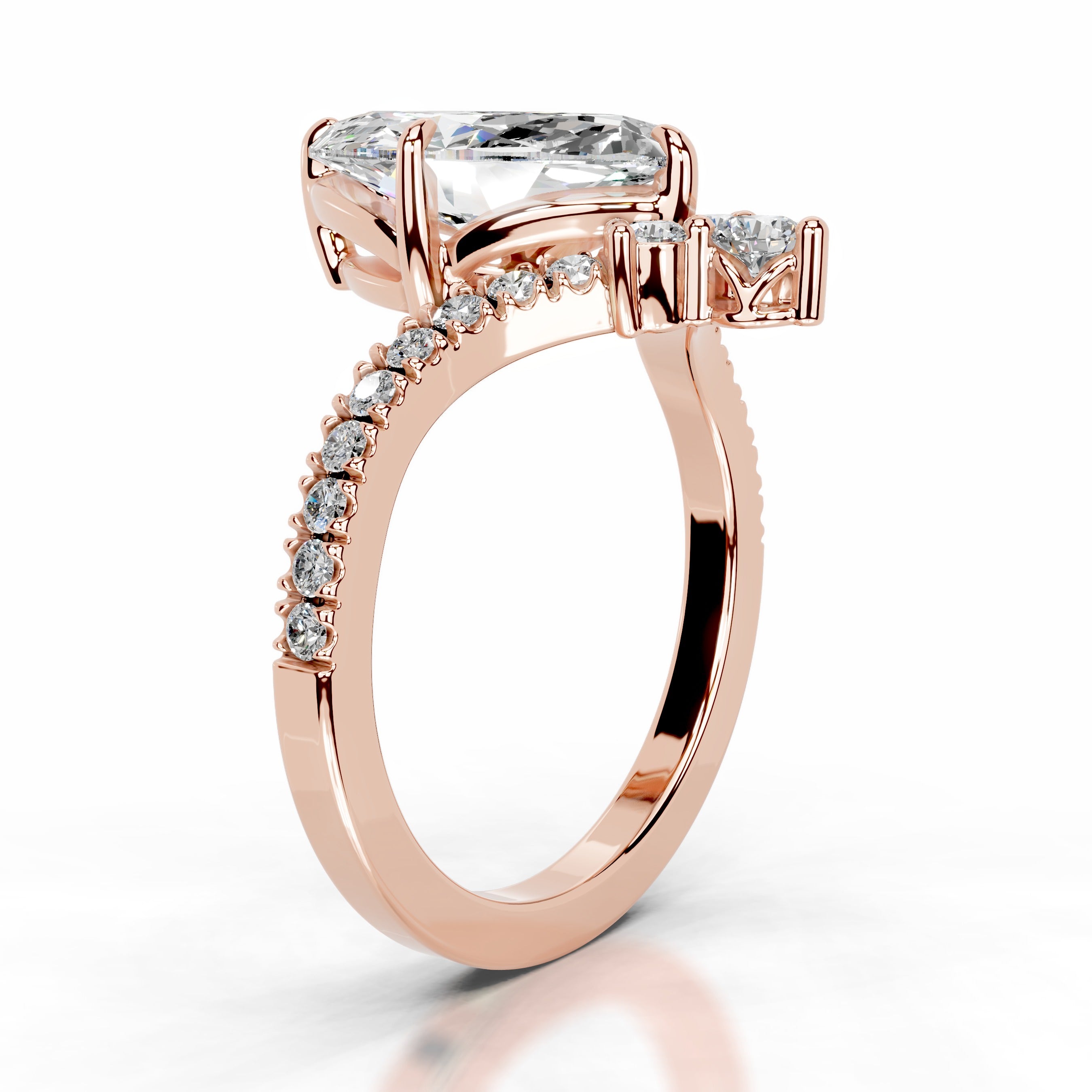 Tia Moissanite & Diamond Ring - 14K Rose Gold