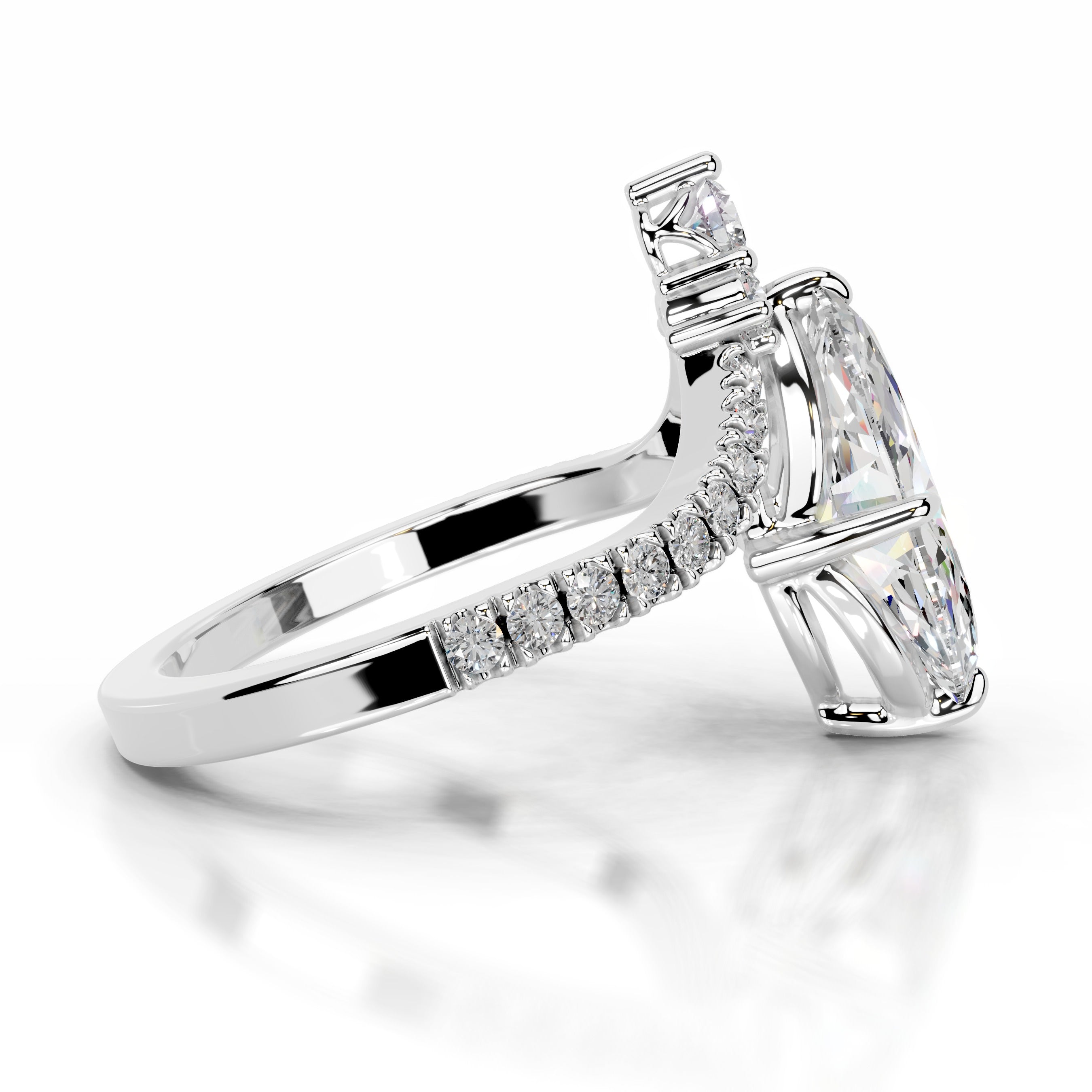 Tia Moissanite & Diamond Ring - 14K White Gold